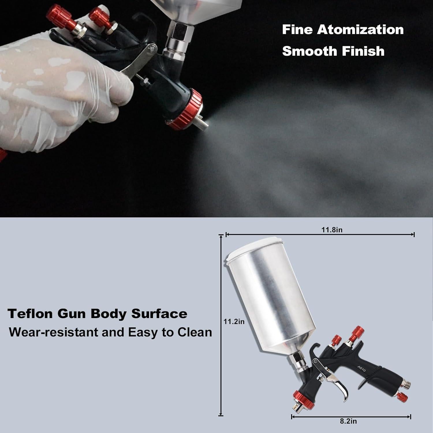 Kit de pistola de pulverización AEROPRO A610 1000cc LVLP