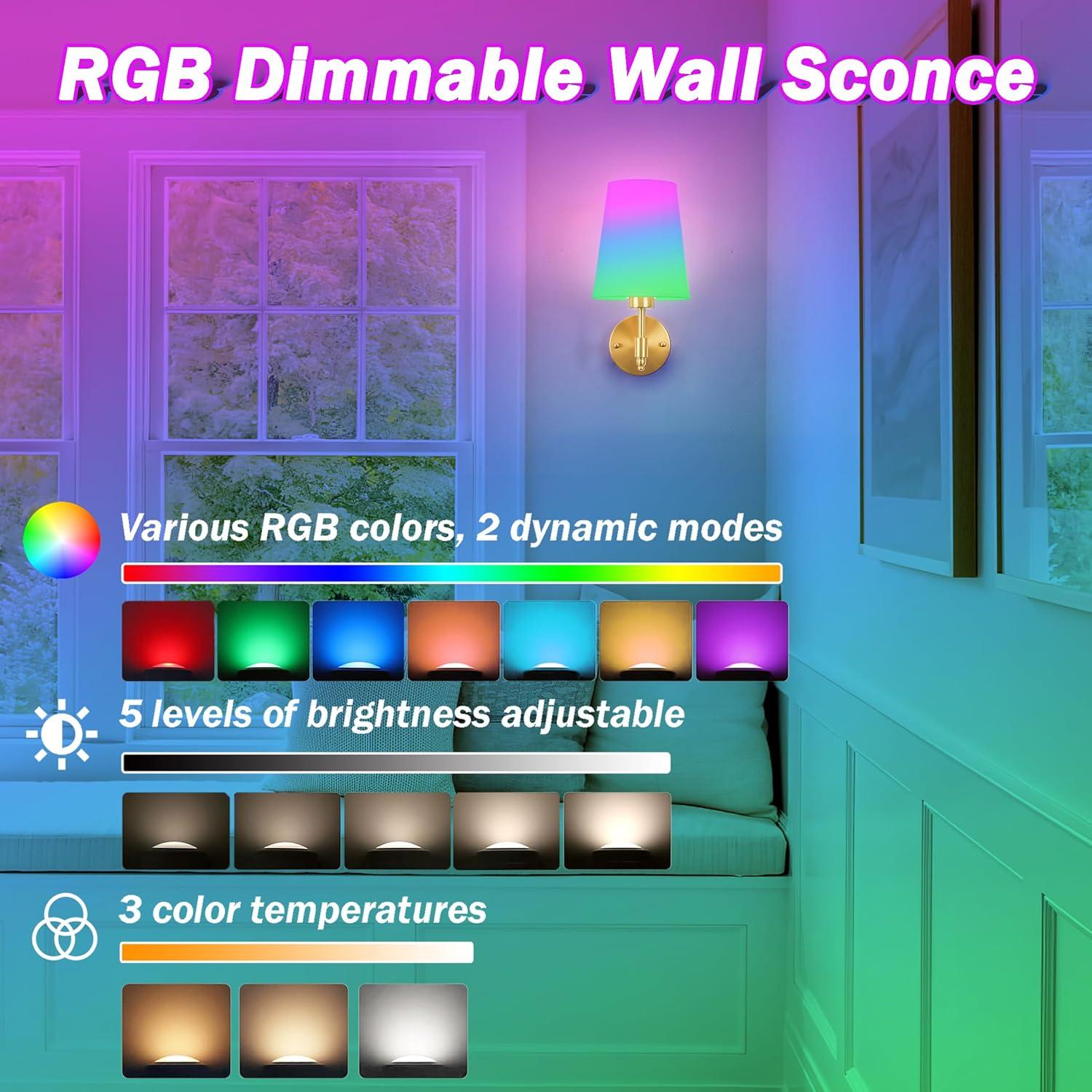 Juego de 2 Apliques de Pared Inalámbricos Slywise Dorados