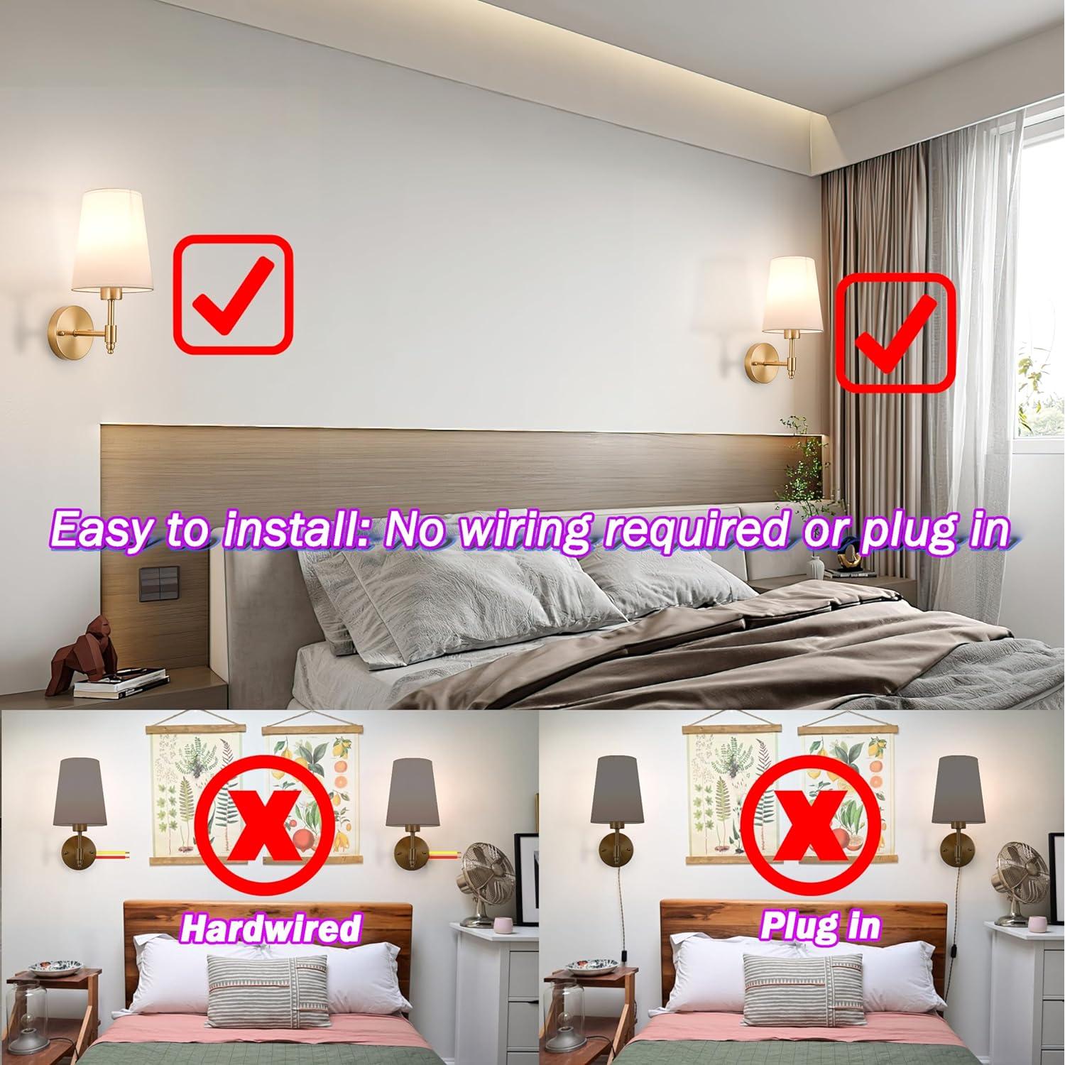 Juego de 2 Apliques de Pared Inalámbricos Slywise Dorados