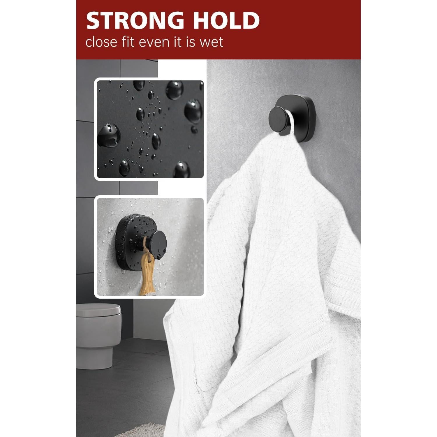 Ganchos de Ventosa Daoun 4 Pcs Acero Inoxidable Negro 5 kg