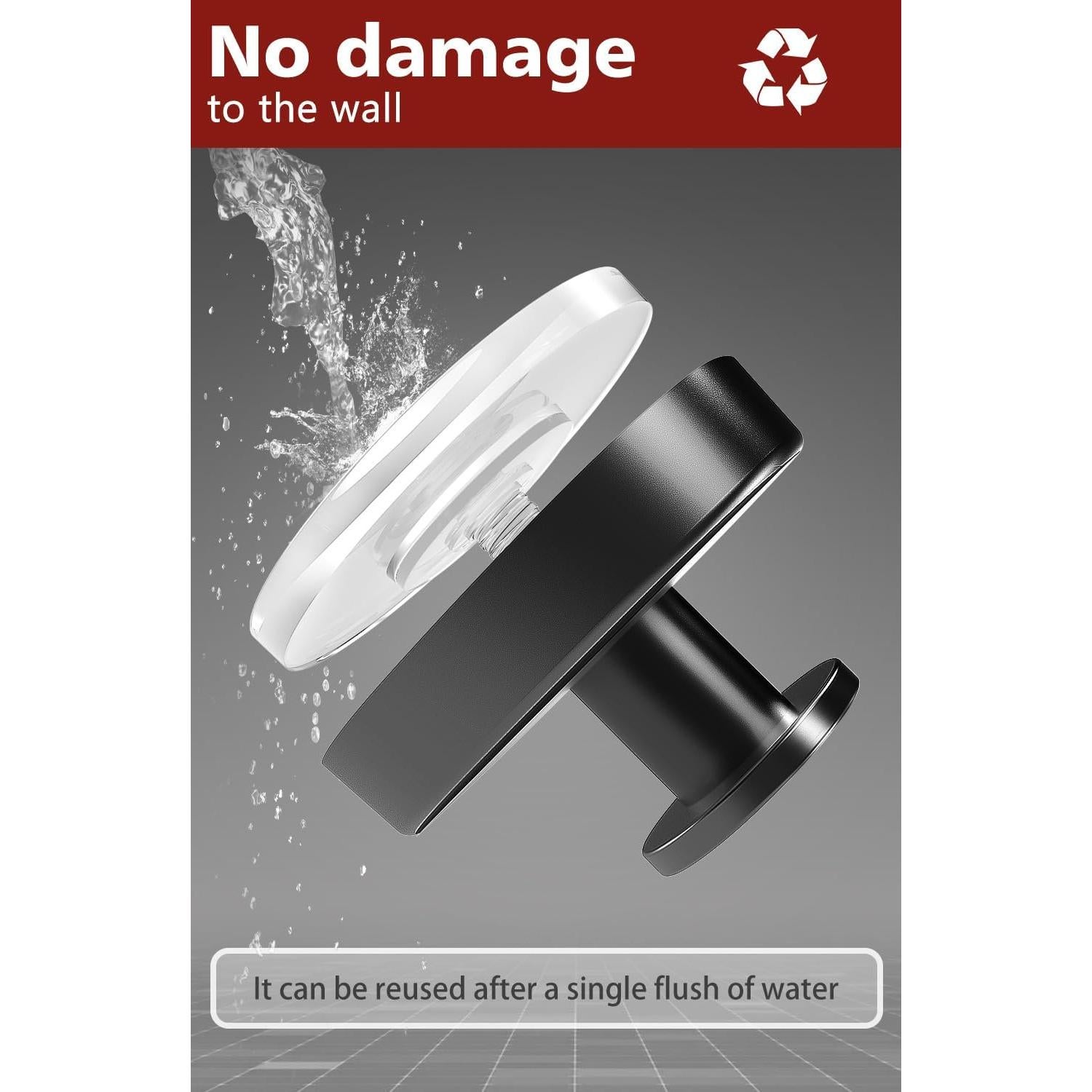 Ganchos de Ventosa Daoun 4 Pcs Acero Inoxidable Negro 5 kg