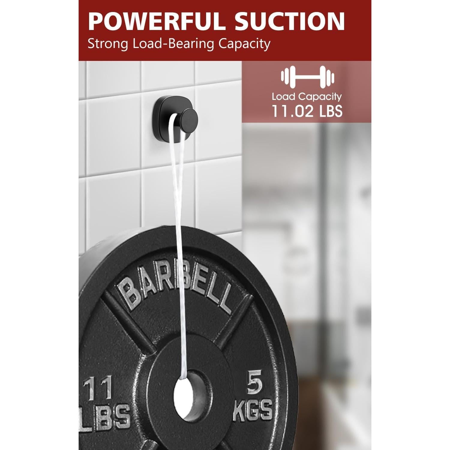 Ganchos de Ventosa Daoun 4 Pcs Acero Inoxidable Negro 5 kg