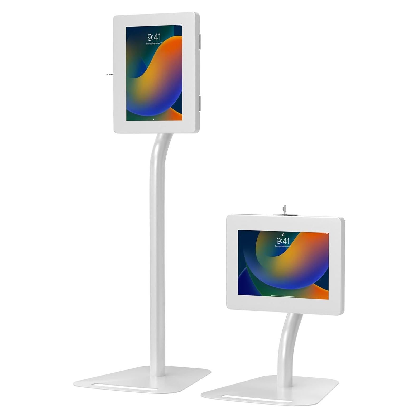 Soporte de Piso Ajustable Antirrobo CTA para Tablets - Blanco