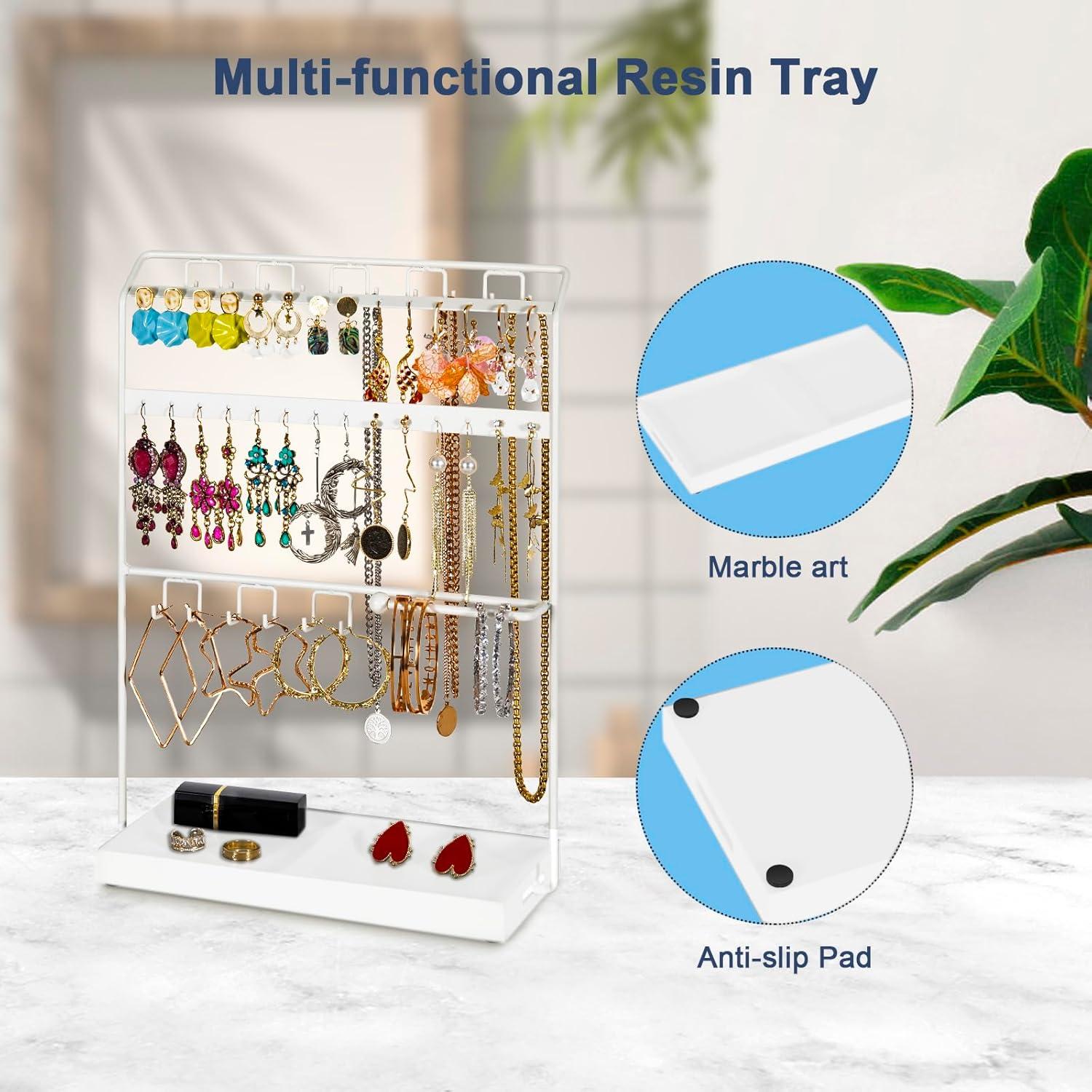 Soporte Organizador de Joyería LKKL, 4 Capas, Blanco