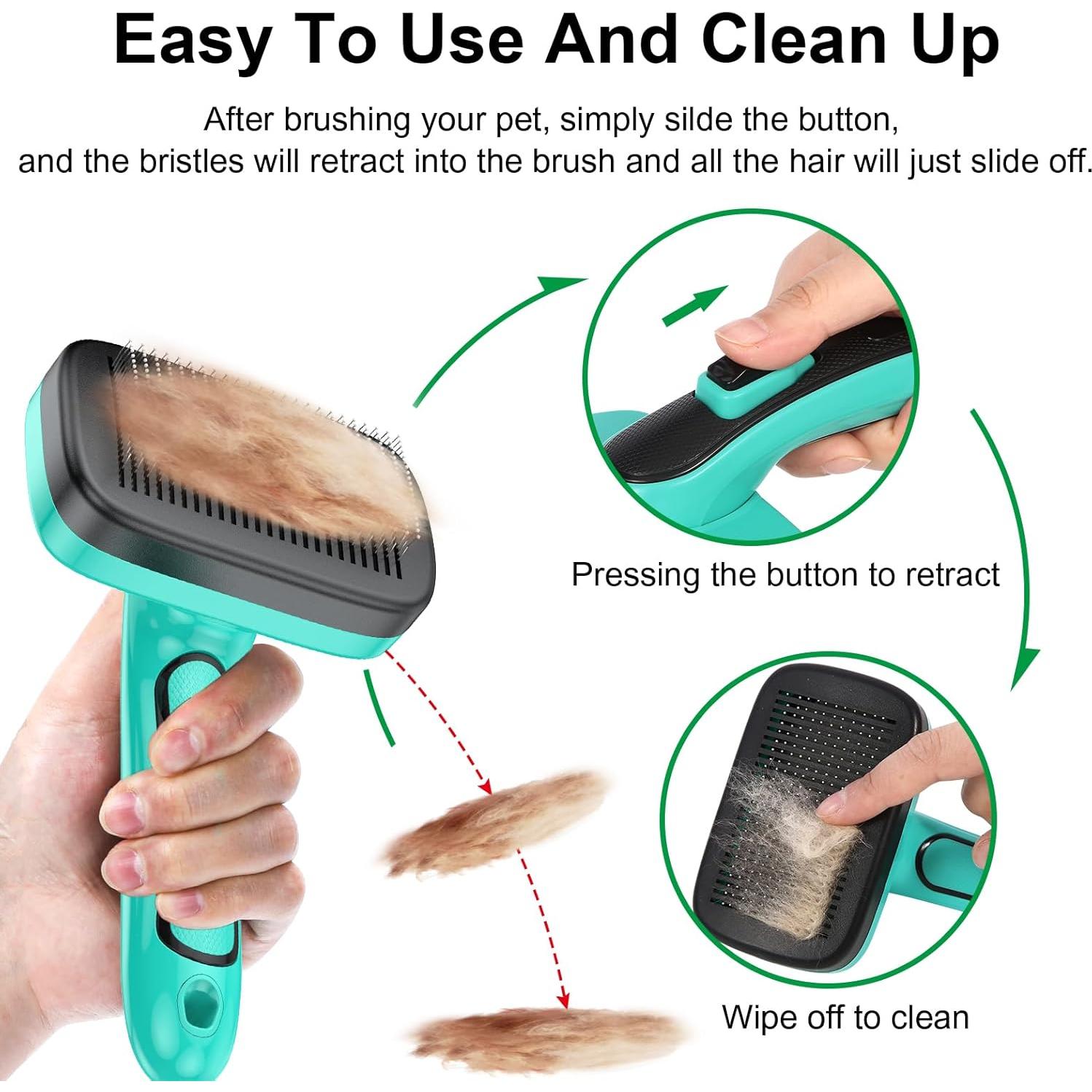 Cepillo Autolimpiante para Mascotas Aliba Plus Verde Aqua