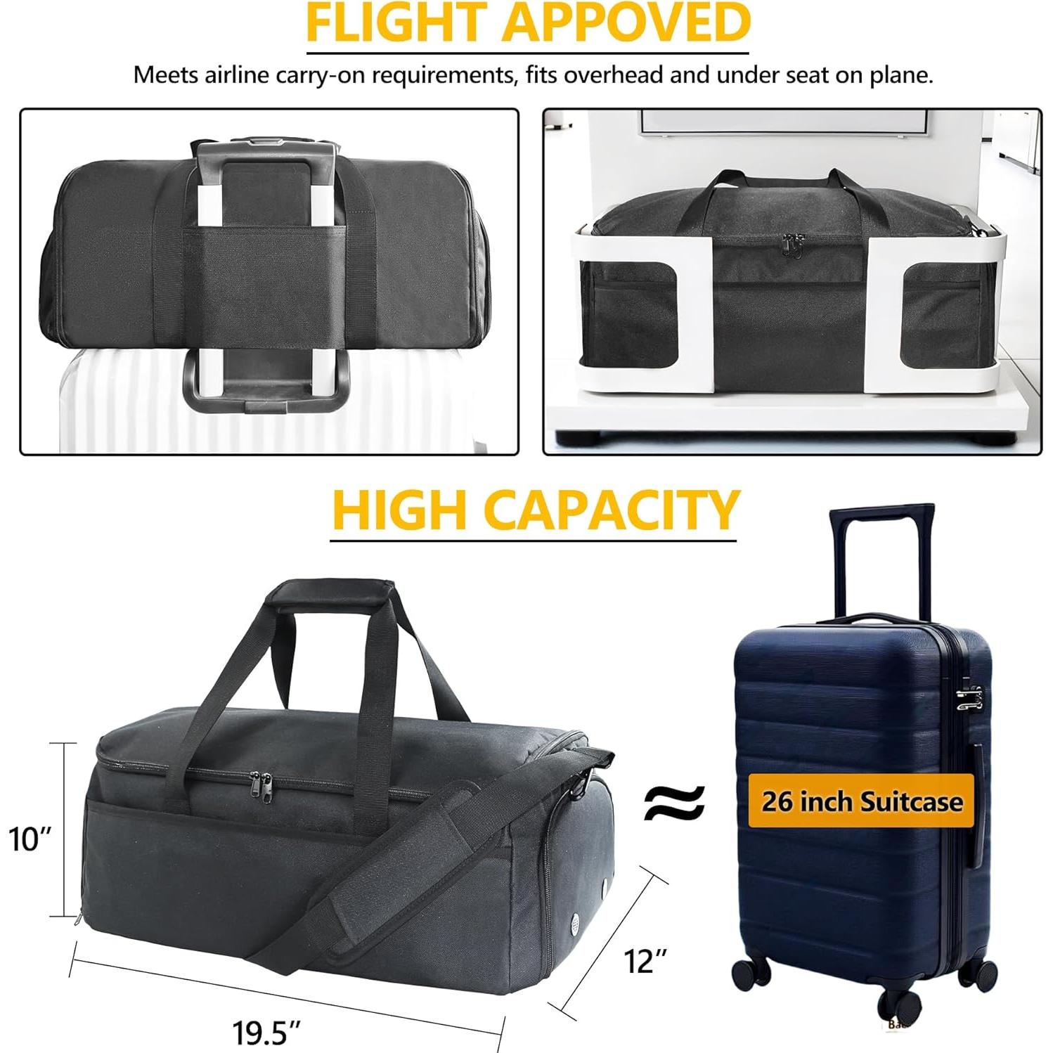 Bolsa Duffle SUOCO 2 en 1 para Viaje y Trajes, Negro