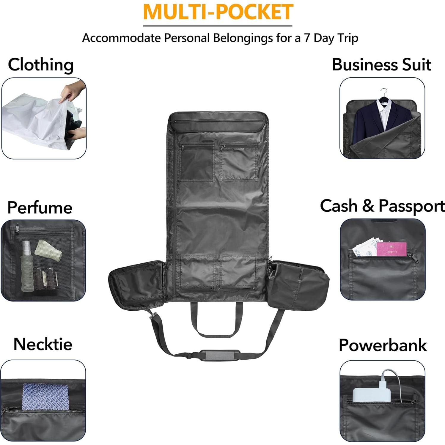 Bolsa Duffle SUOCO 2 en 1 para Viaje y Trajes, Negro