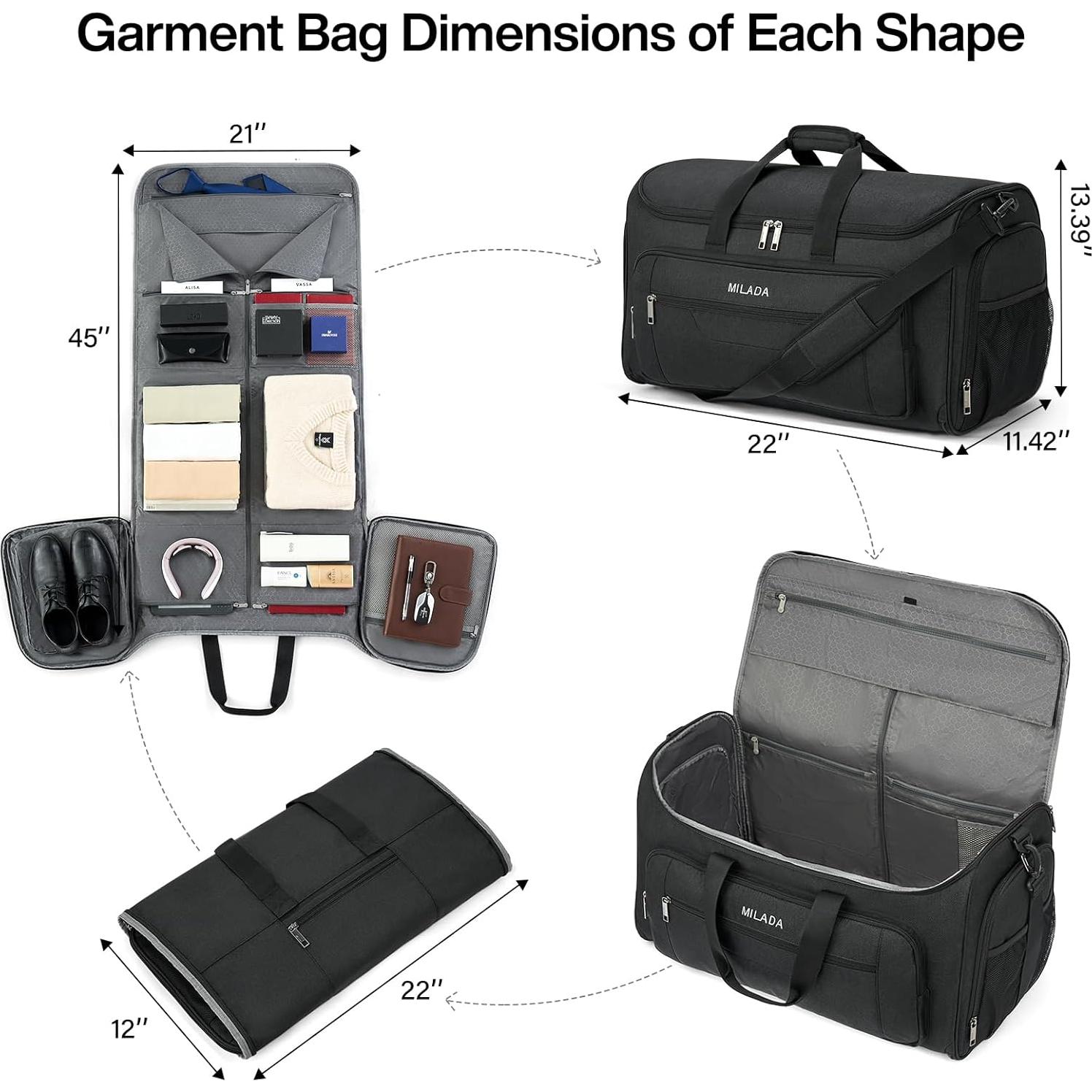 Bolsa de Ropa de Viaje MILADA 2 en 1 Plegable Negro 55L