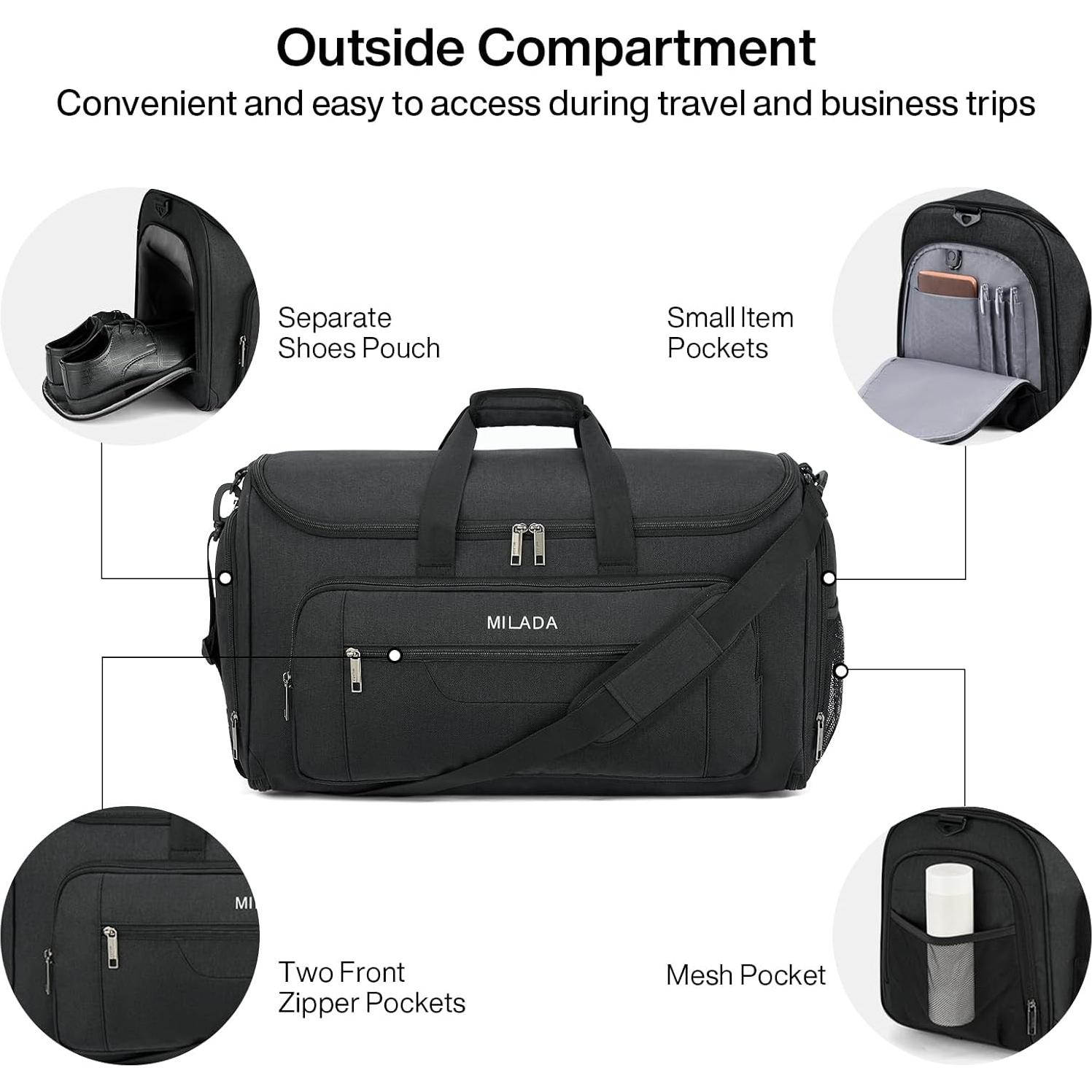 Bolsa de Ropa de Viaje MILADA 2 en 1 Plegable Negro 55L