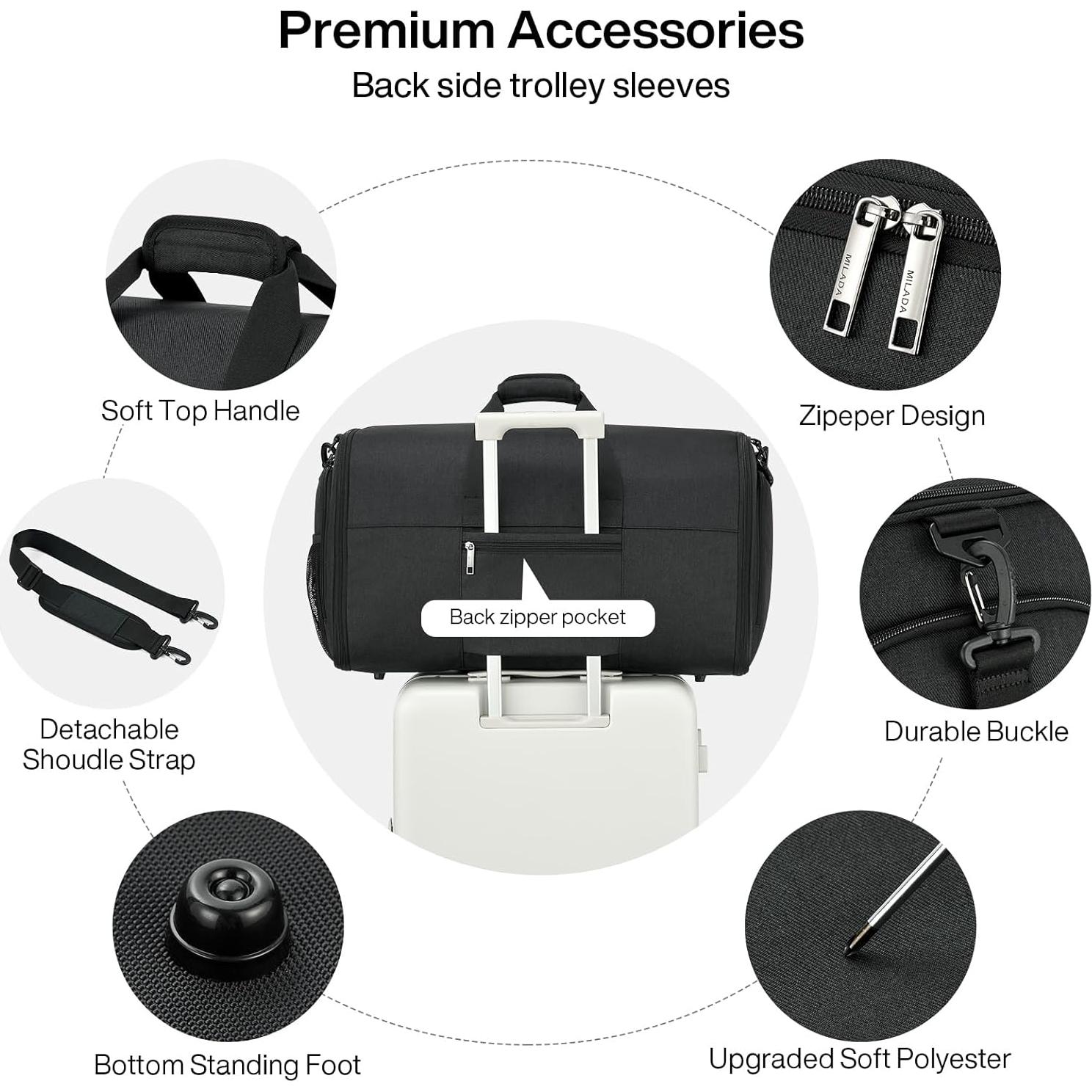 Bolsa de Ropa de Viaje MILADA 2 en 1 Plegable Negro 55L