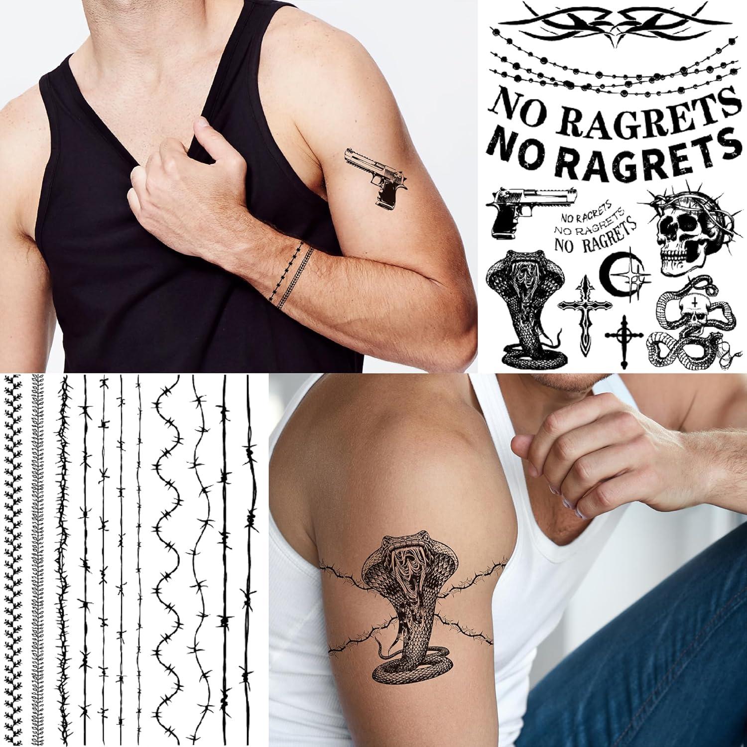 Tatuajes Temporales CartaChic Alambre de Púas 4 Hojas 45+ Estilos