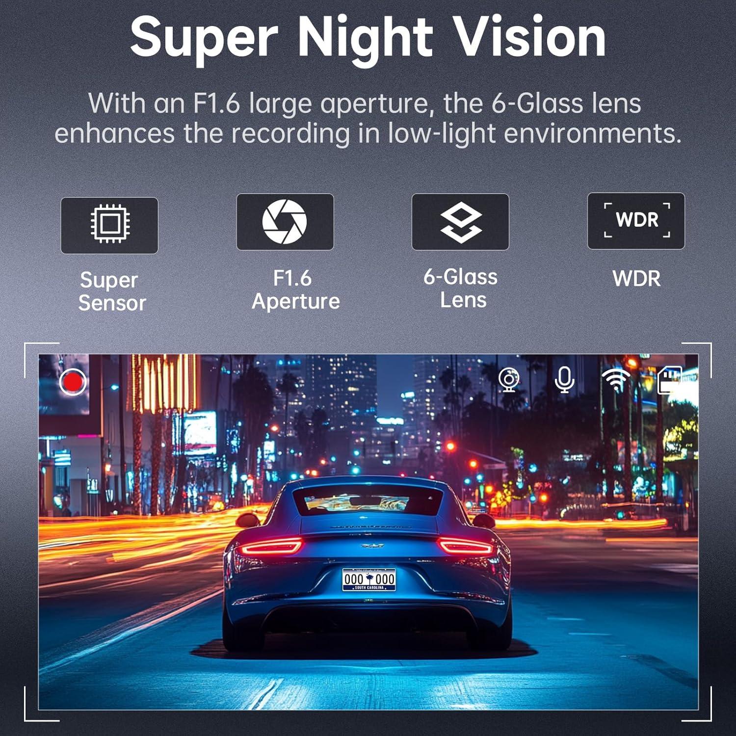 Cámara Dash Delantera y Trasera Ecomoment 2.5K+1080P Wi-Fi