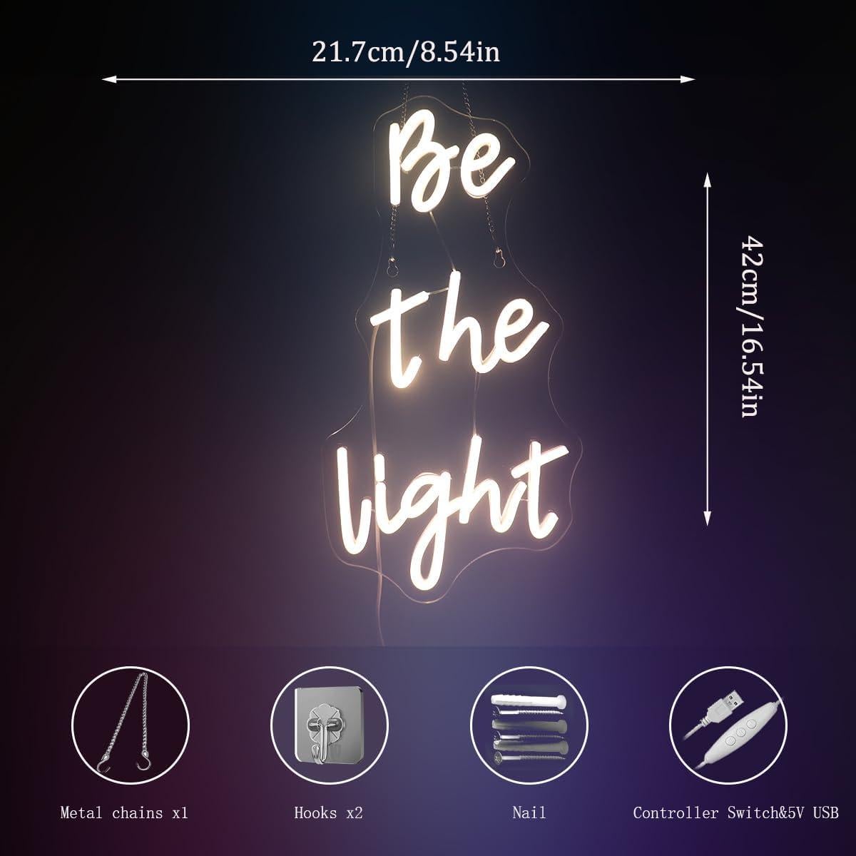 Letrero de neón QiaoFei 'Sé la luz' para decoración de hogar