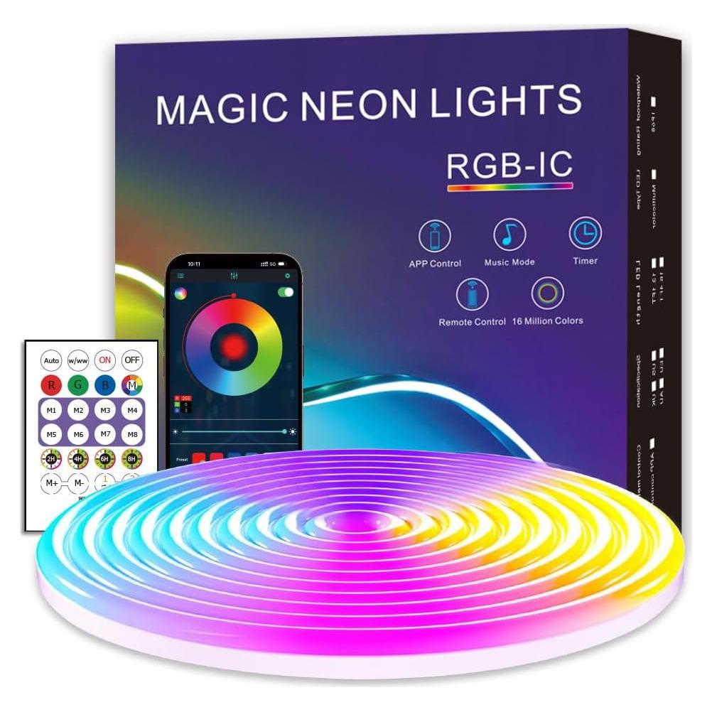 Tira de Luces LED Neón EcoMyLife 3m RGB IP68 Control Remoto