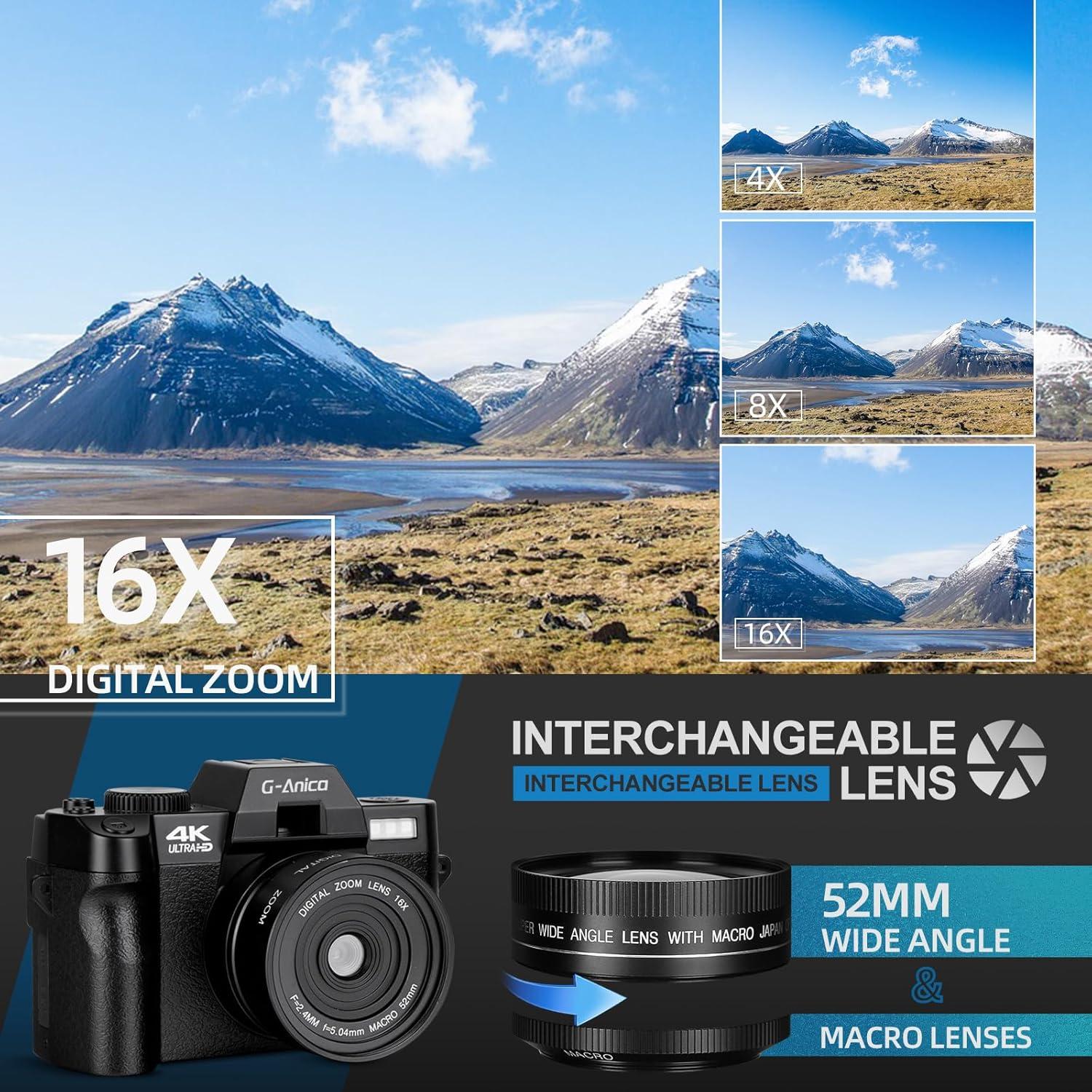 Cámara Digital 4K G-Anica S100 48MP WiFi Autofocus Compacta