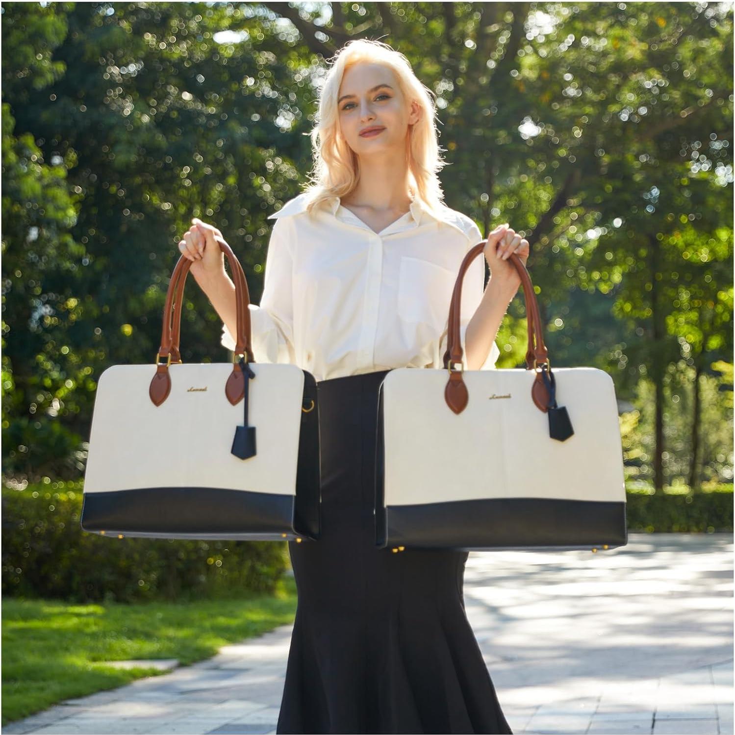 Bolsa Tote para Laptop LOVEVOOK 15.6" Cuero Vintage Impermeable