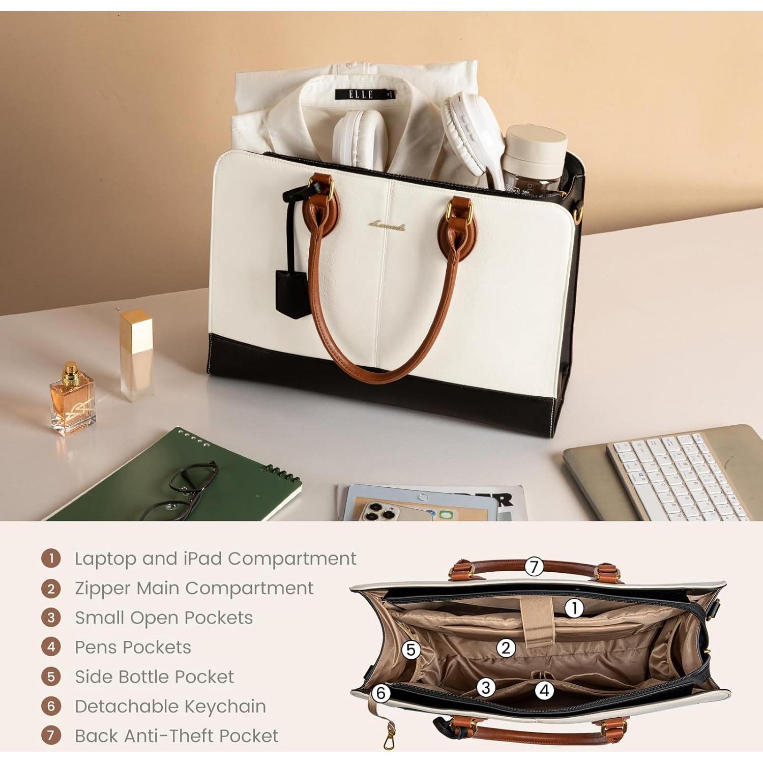 Bolsa Tote para Laptop LOVEVOOK 15.6" Cuero Vintage Impermeable