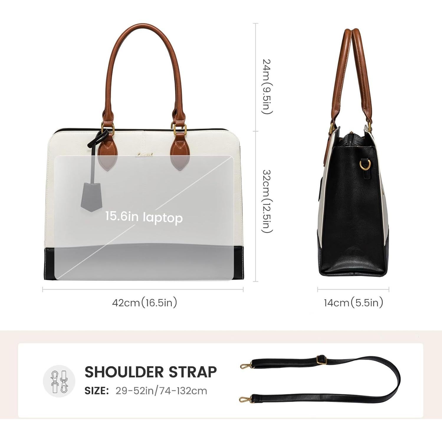 Bolsa Tote para Laptop LOVEVOOK 15.6" Cuero Vintage Impermeable