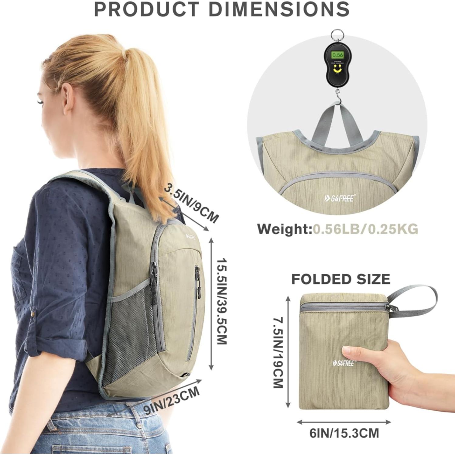 Mochila de Senderismo Plegable G4Free 10L Beige Unisex