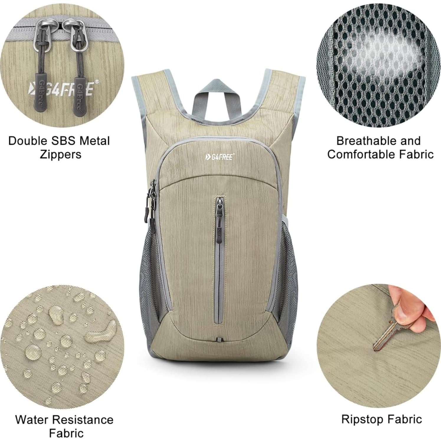 Mochila de Senderismo Plegable G4Free 10L Beige Unisex