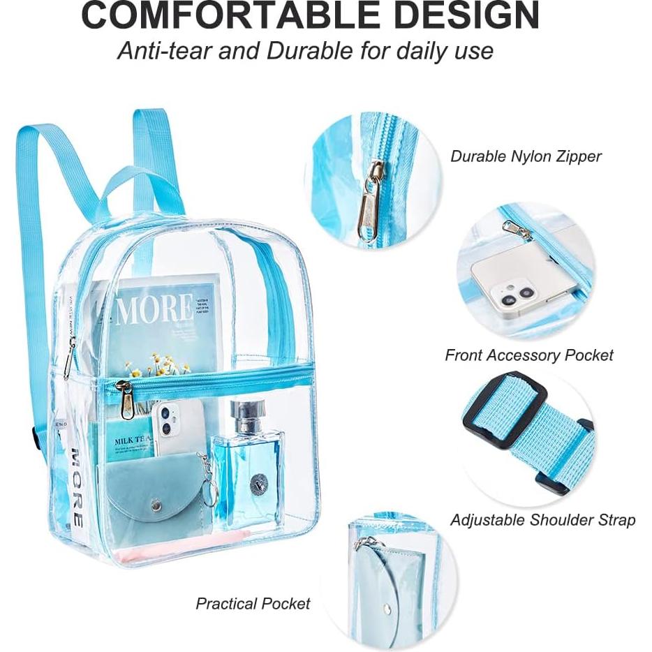 Mochila Mini Transparente Aprobada Estadio PVC Azul Bebé