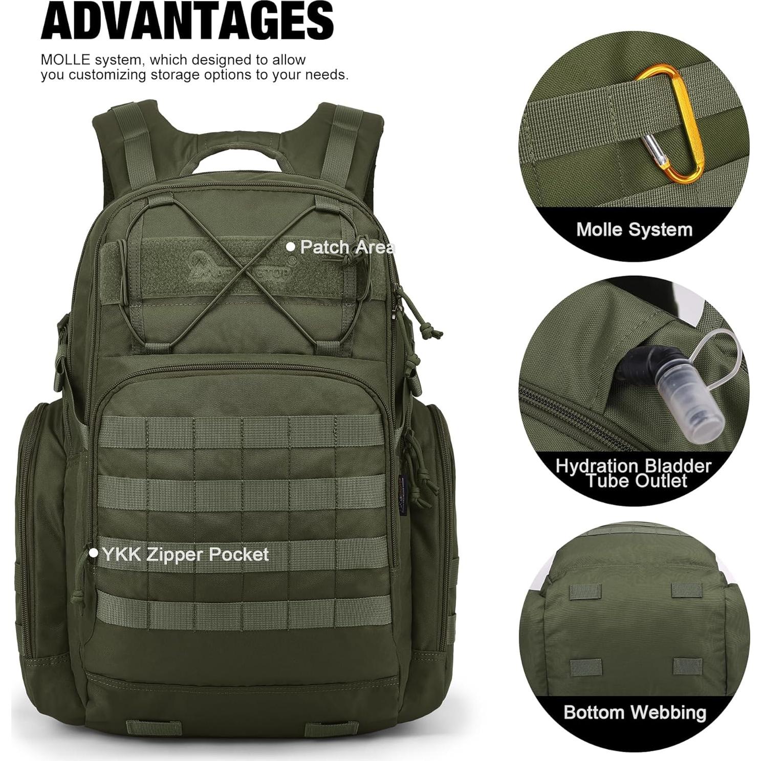 Mochila Táctica Mardingtop 40L Verde Ejército para Senderismo