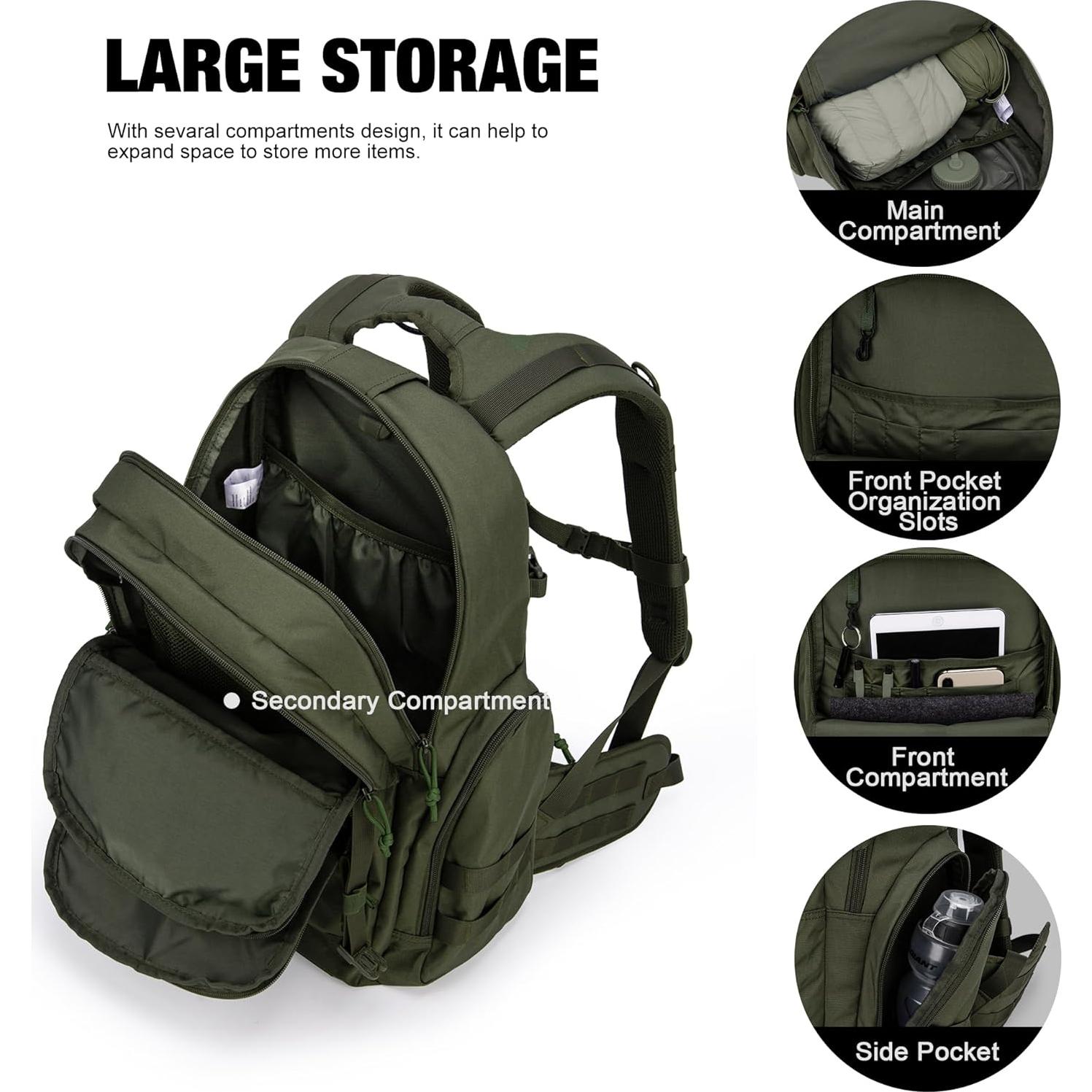 Mochila Táctica Mardingtop 40L Verde Ejército para Senderismo