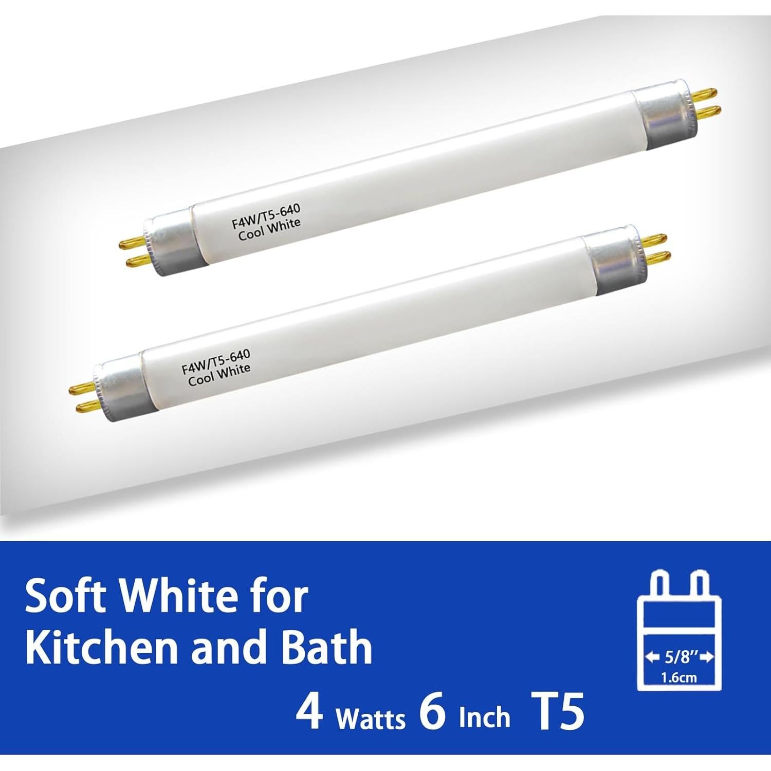 Paquete de 4 Bombillas Fluorescentes T5 4W 4100K Blanca Fría