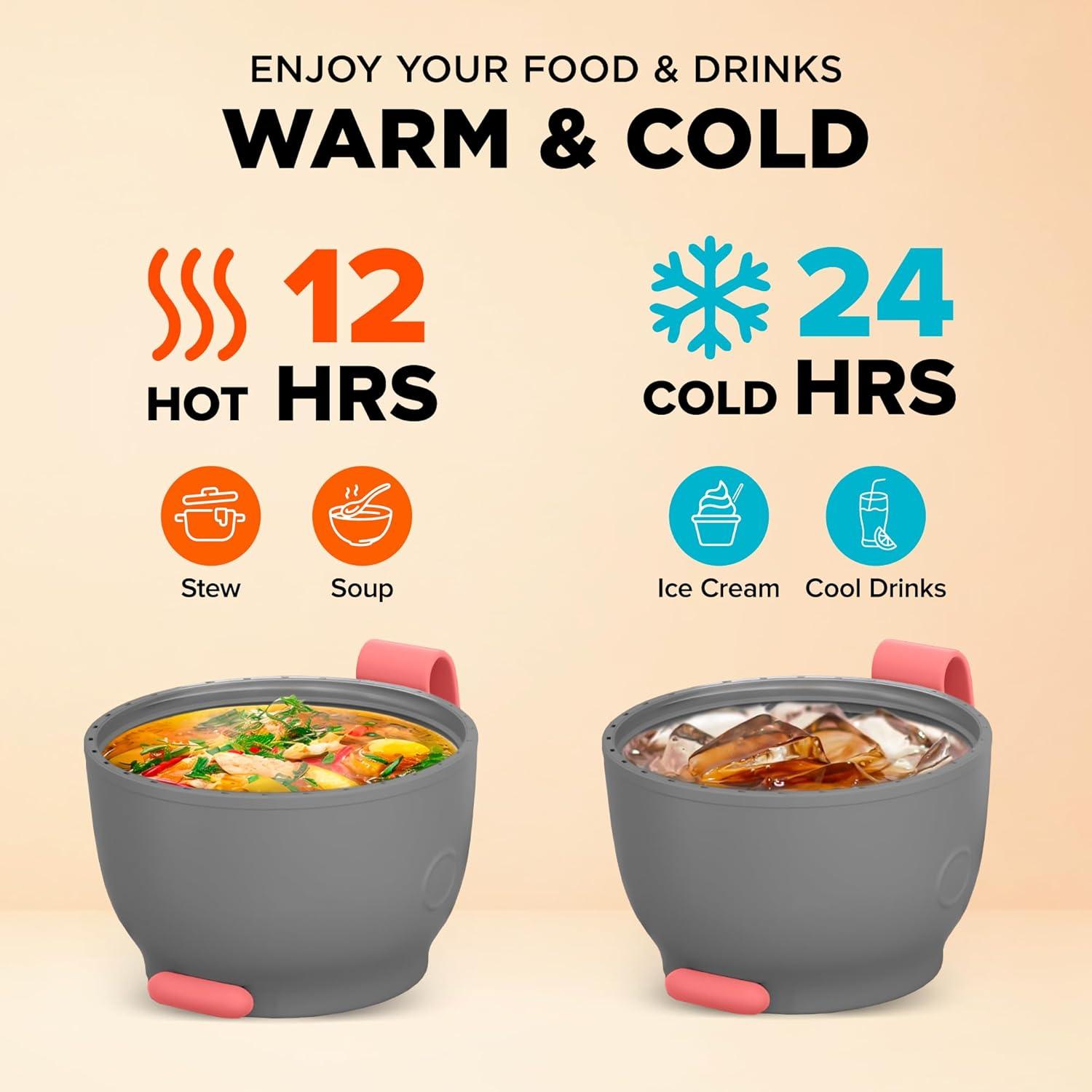 Tarro de Comida Aislado Energify 355ml Rosa Antiguo con Cuchara