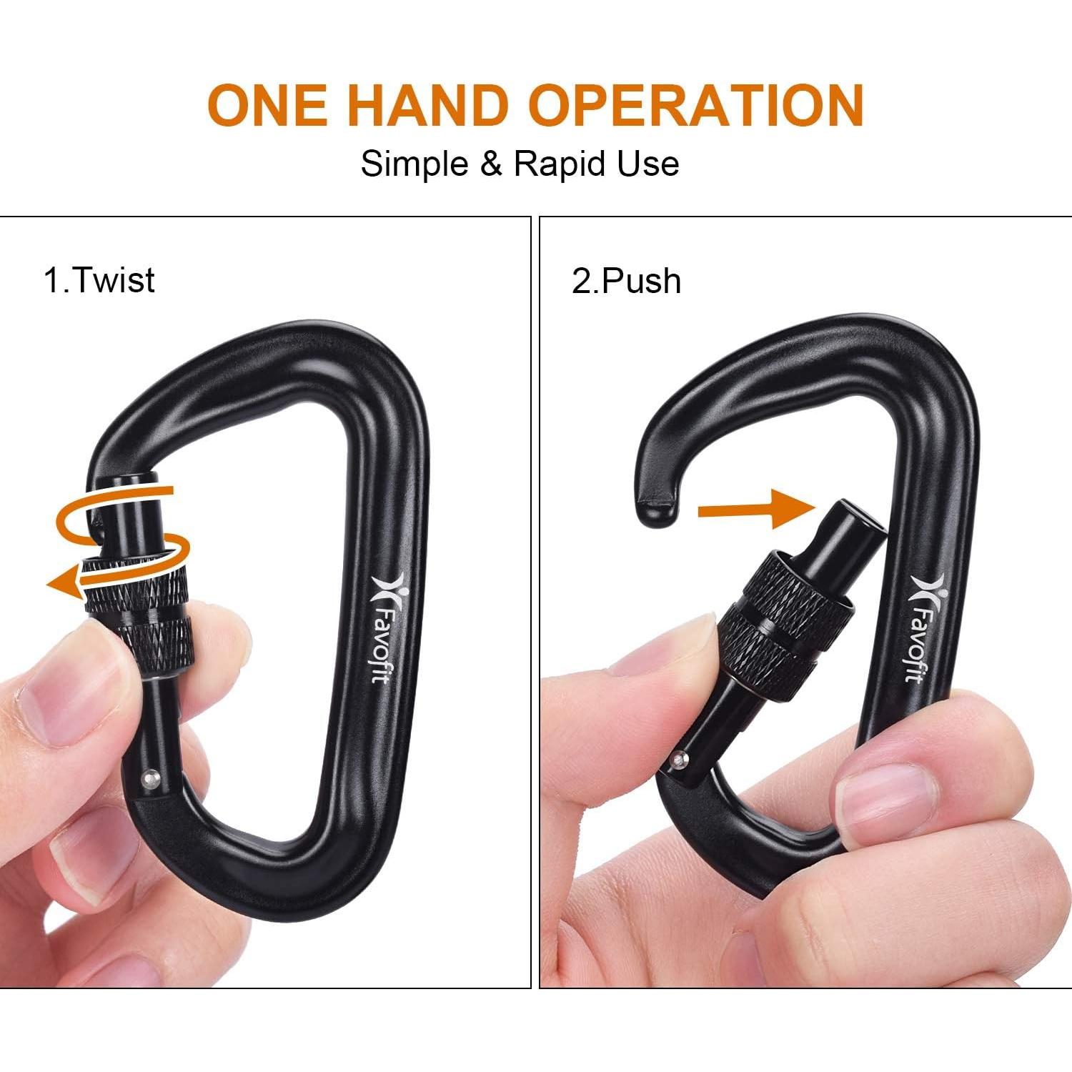 Clips de Carabineros de Cierre Pesado Favofit 12KN - 4 Piezas