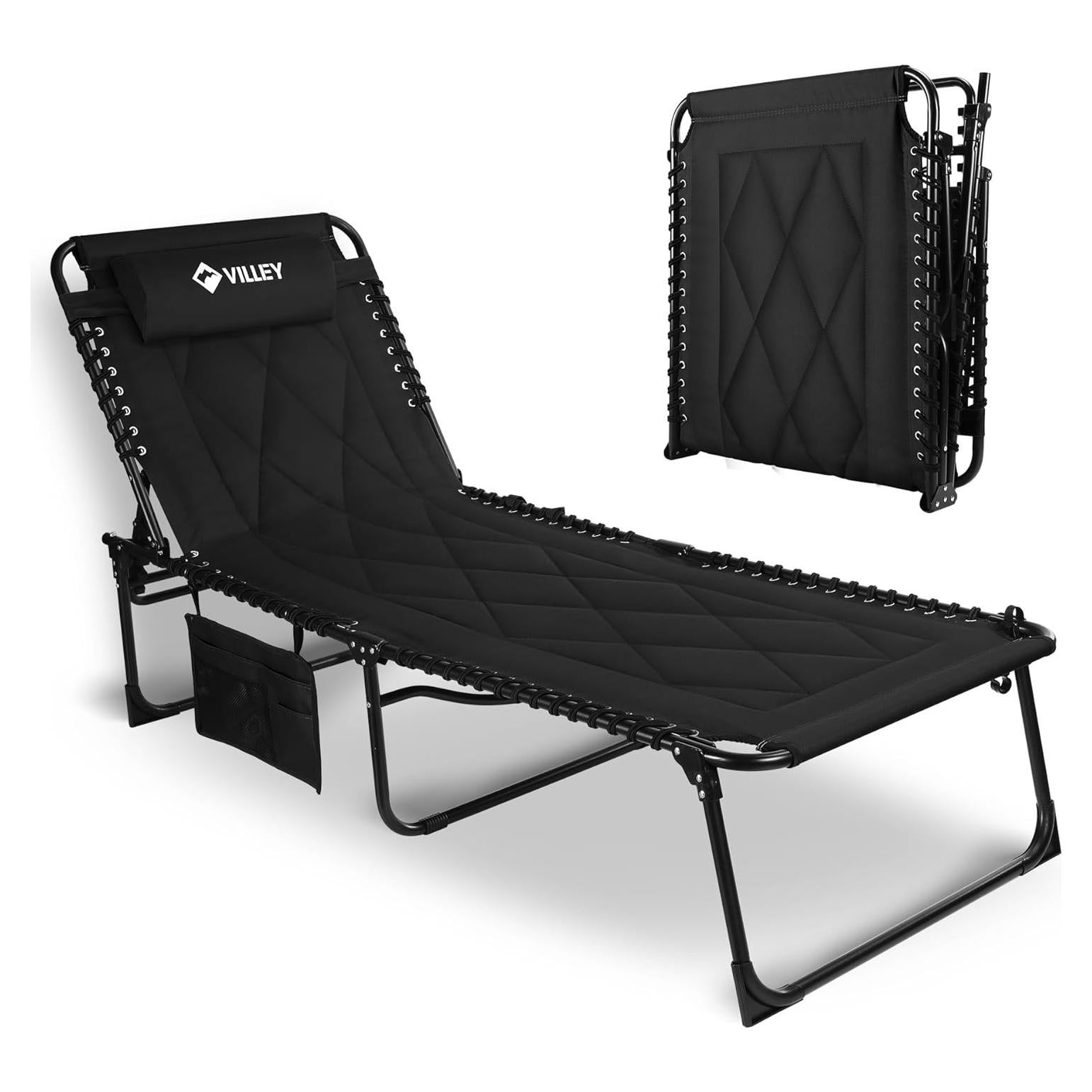 Sillón Reclinable Grande VILLEY Acolchado Plegable 199.4x68.6cm