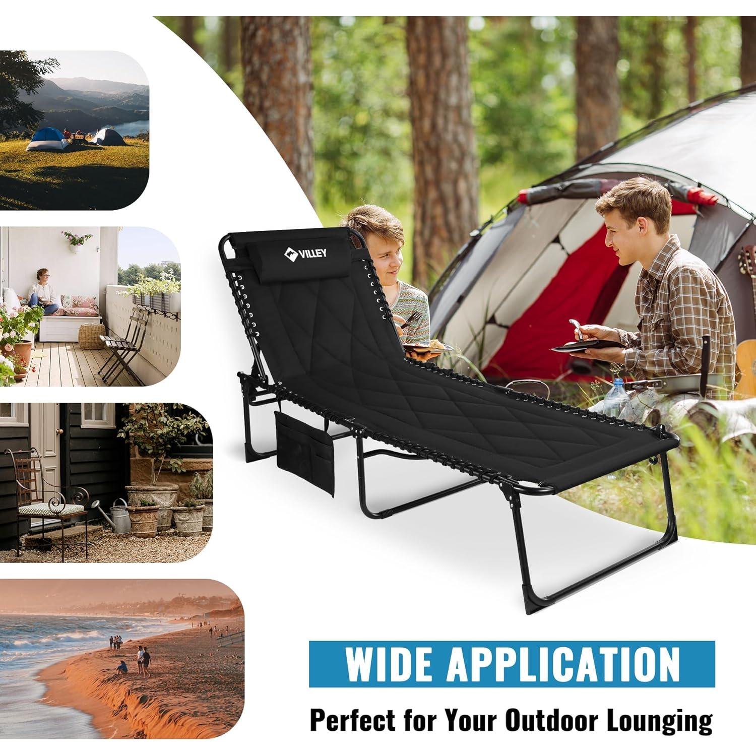 Sillón Reclinable Grande VILLEY Acolchado Plegable 199.4x68.6cm