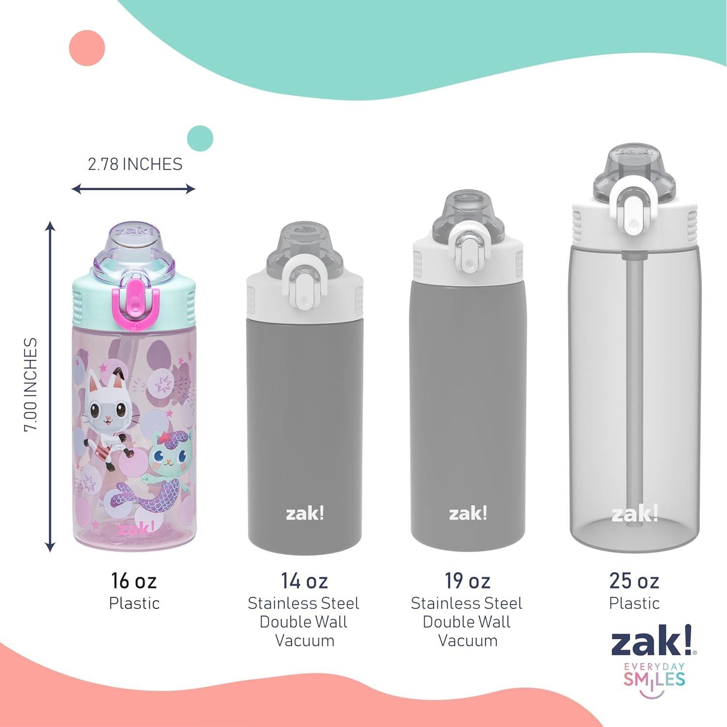 Botellas de Agua Zak Gabby's Dollhouse 16oz Set de 2