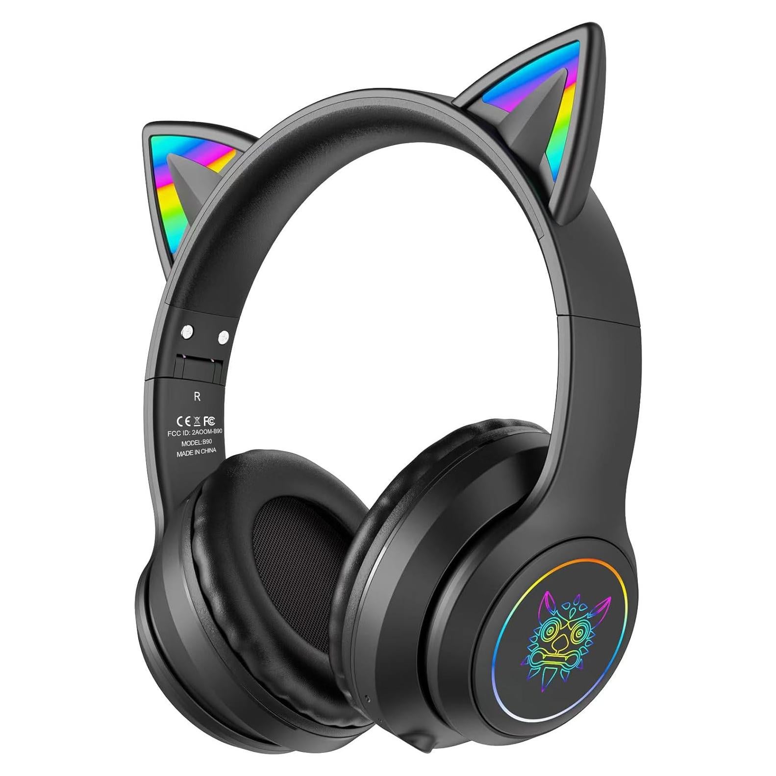 Auriculares Bluetooth SIMGAL B90 Orejas de Gato RGB Plegables