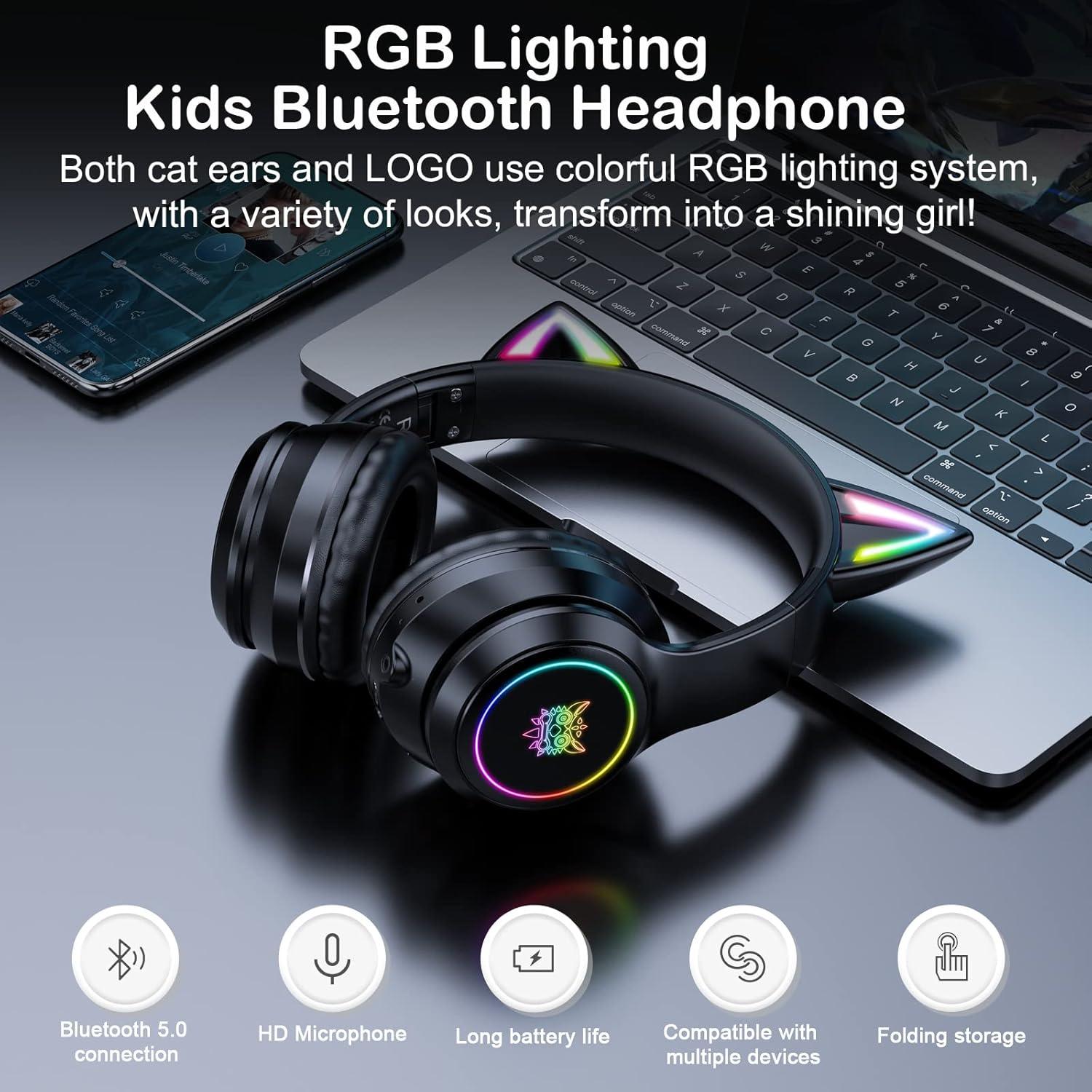 Auriculares Bluetooth SIMGAL B90 Orejas de Gato RGB Plegables