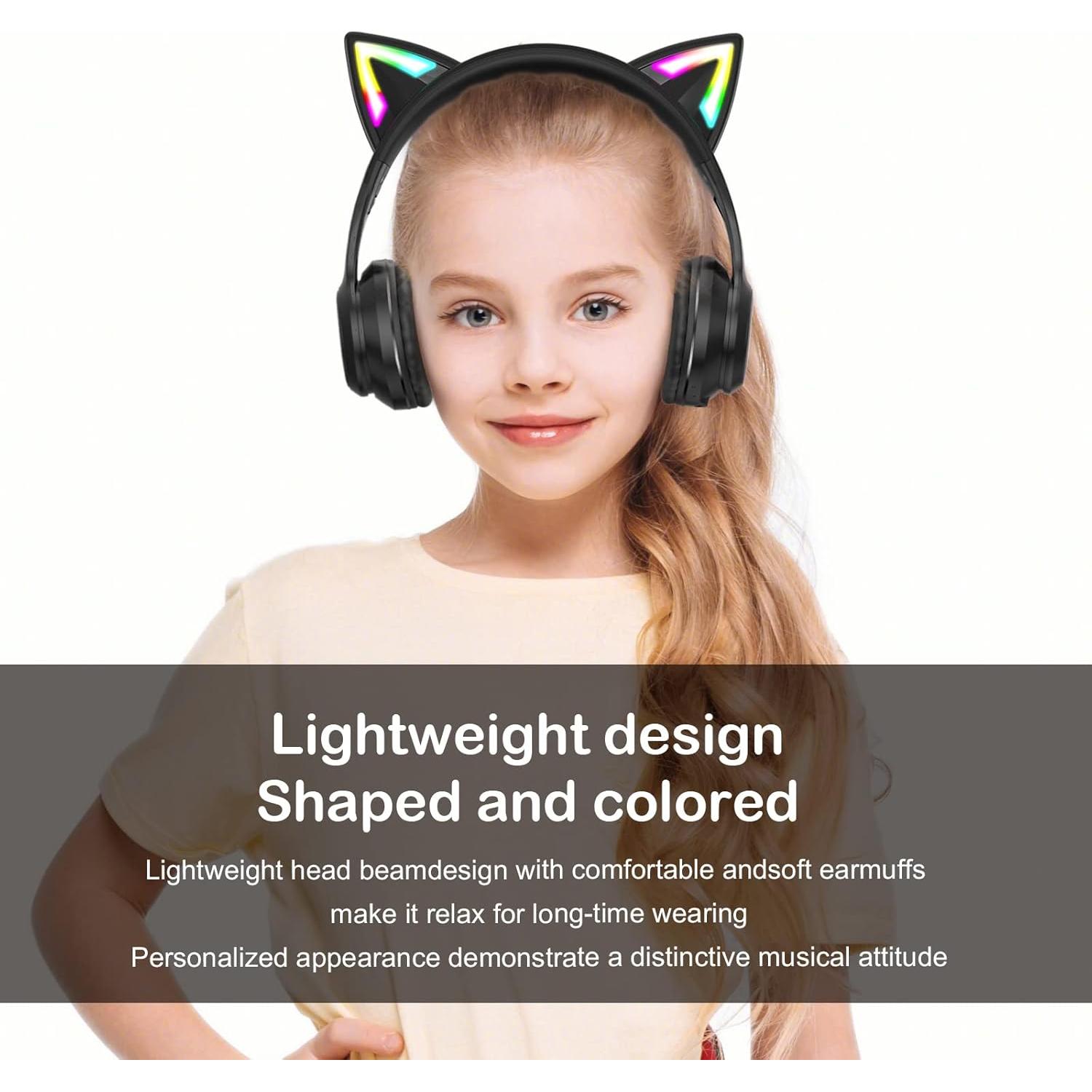 Auriculares Bluetooth SIMGAL B90 Orejas de Gato RGB Plegables