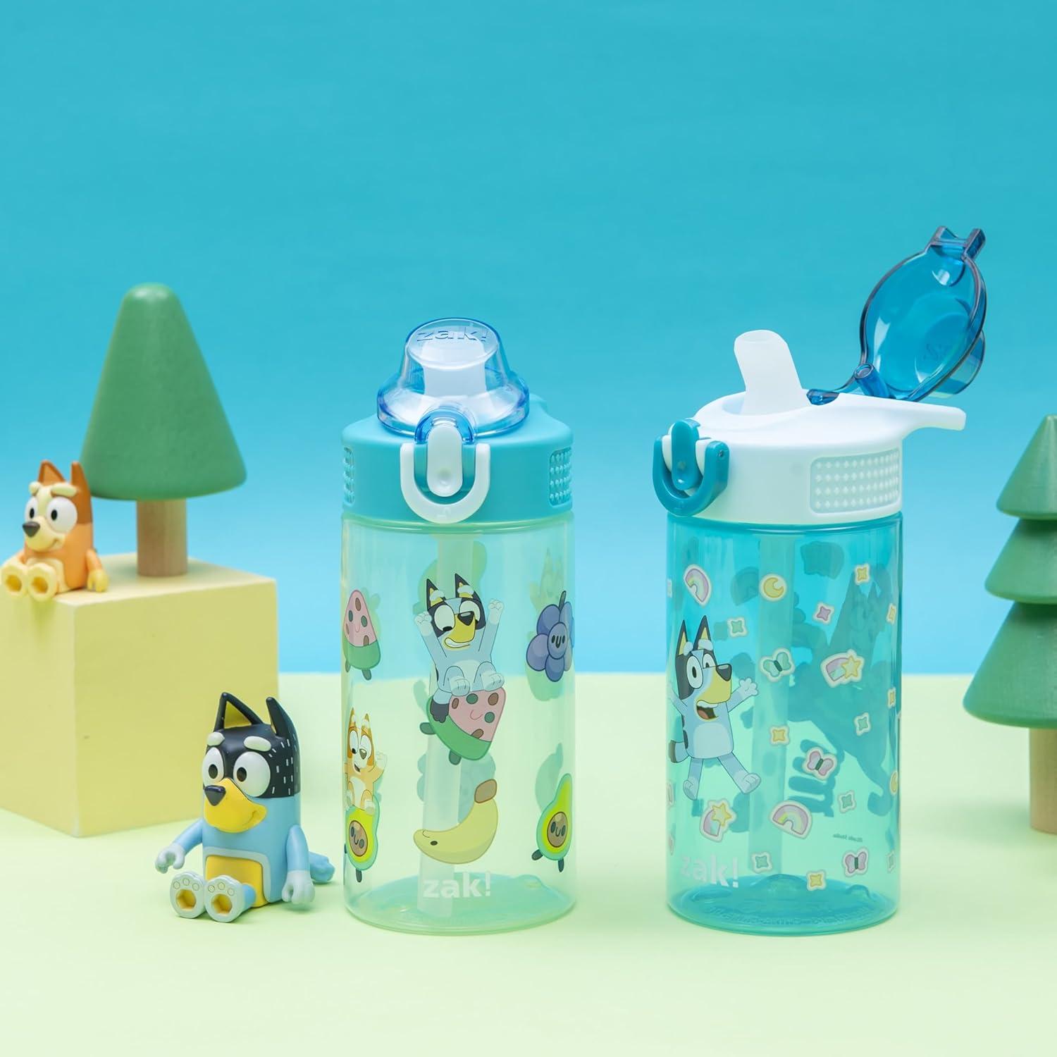 Botella de Agua Zak Designs Bluey 473ml con Popote y Asa
