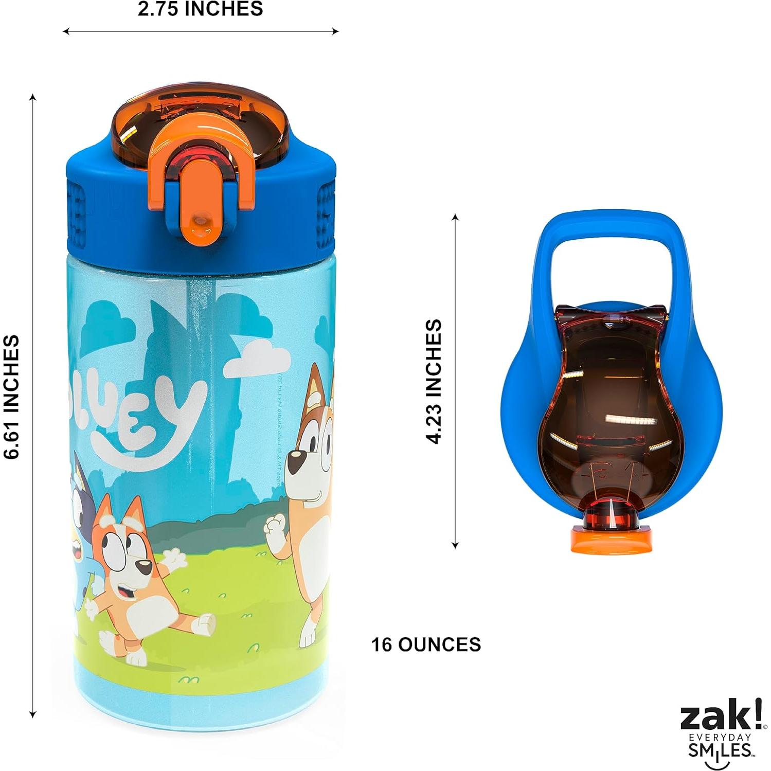 Botellas de Agua Bluey 2pk Zak Designs 473ml a Prueba de Fugas