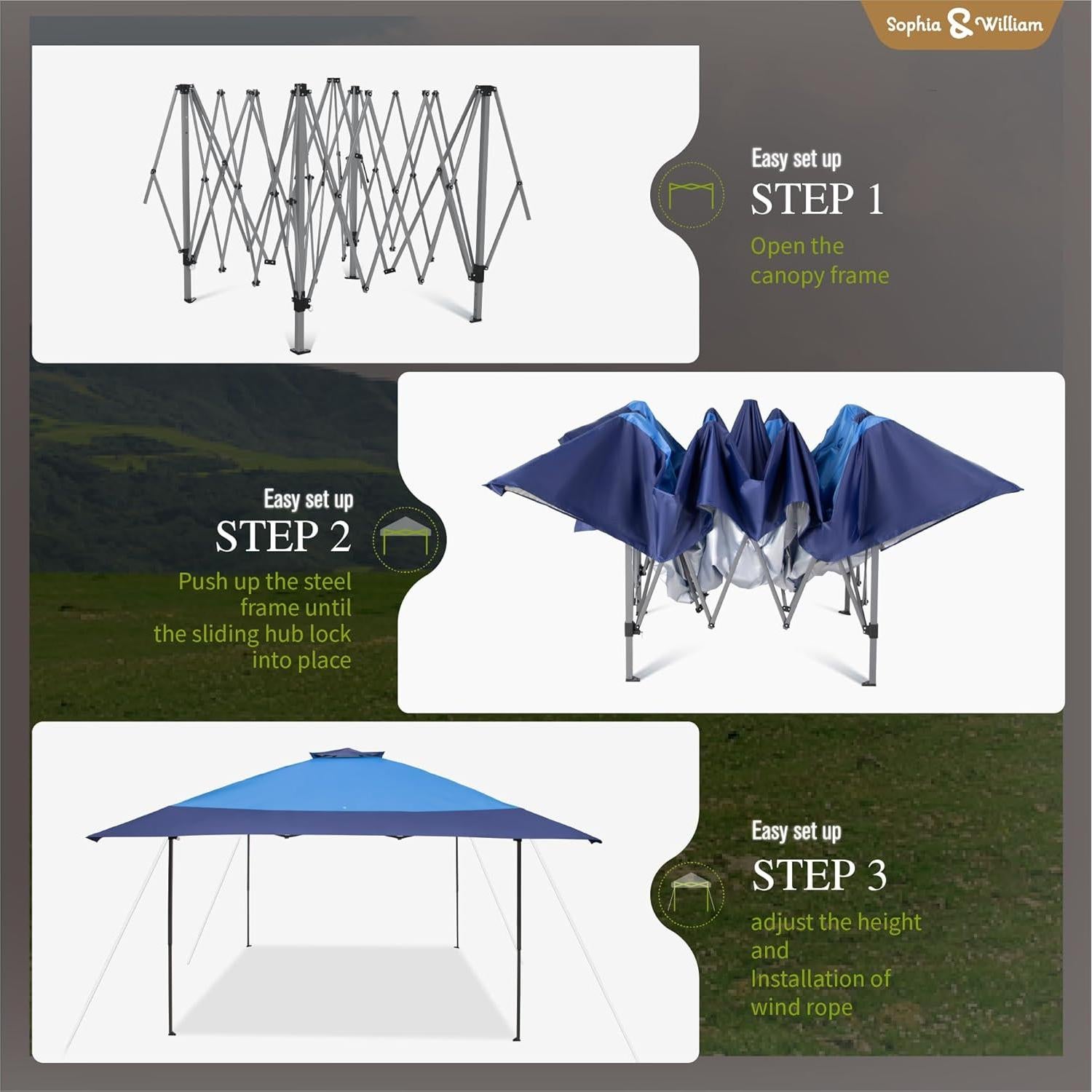 Carpa Canopy Pop Up 3.96x3.96m Sophia & William Azul