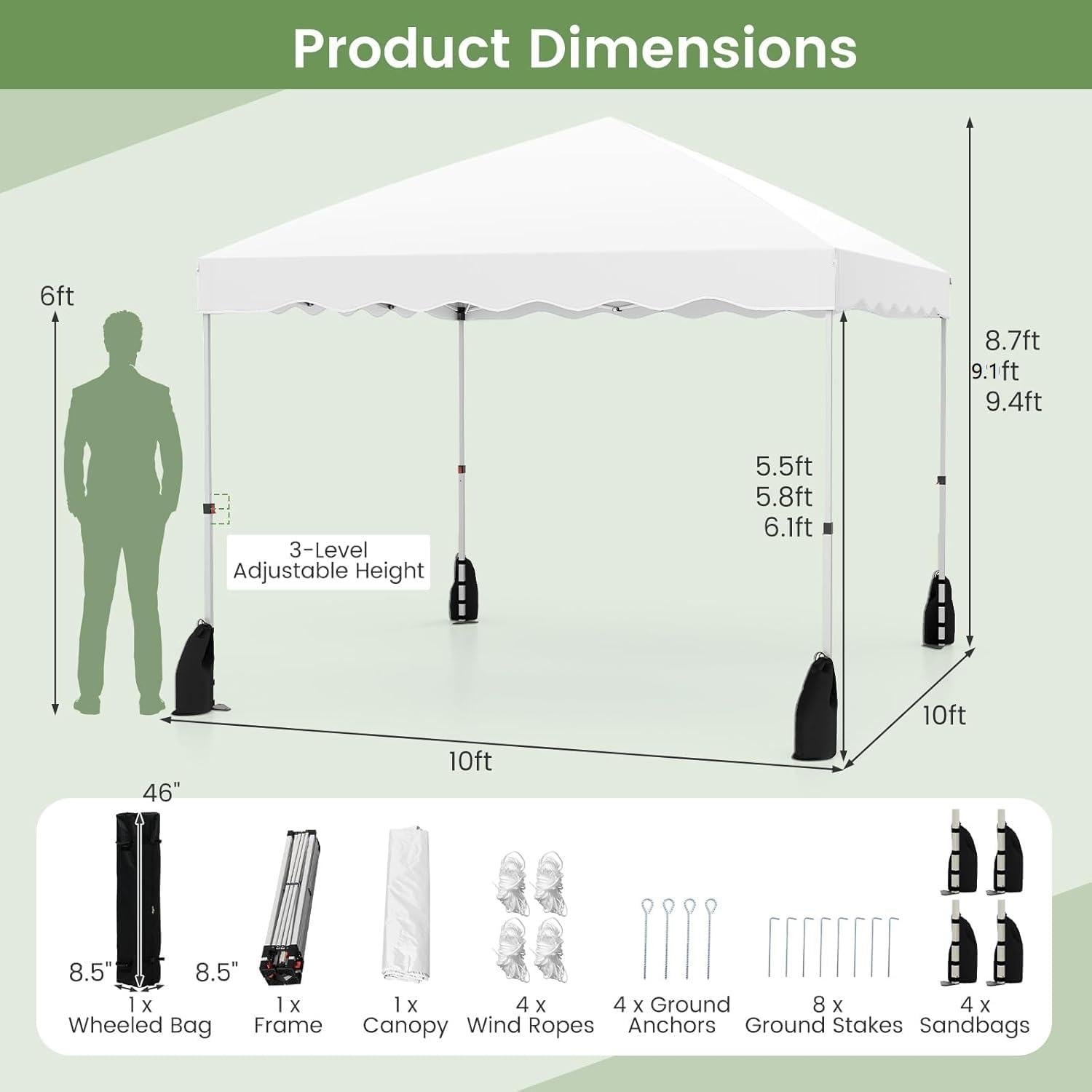 Carpa Plegable Goplus 3x3m UPF50+ con Bolsa y Accesorios