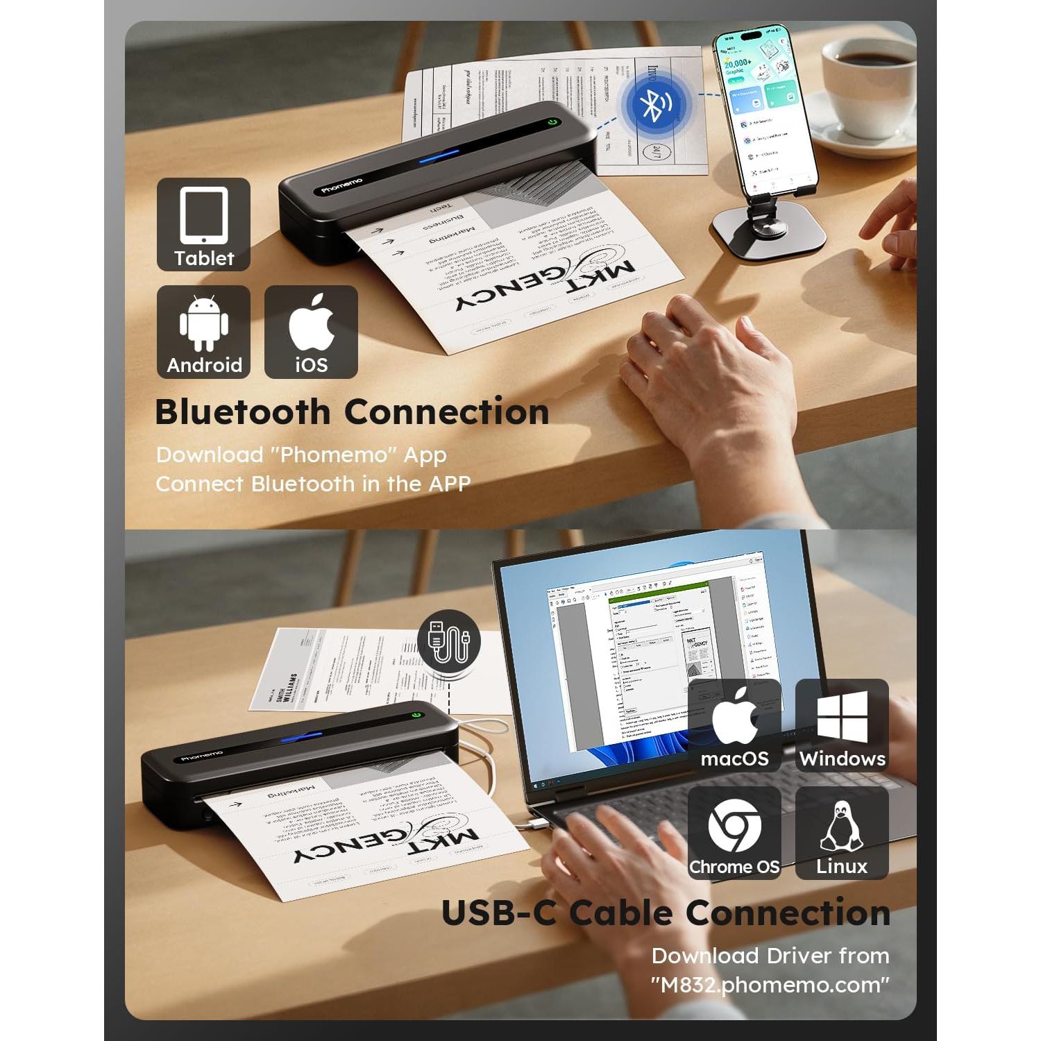 Impresora Térmica Portátil Phomemo M832 Inalámbrica 300DPI