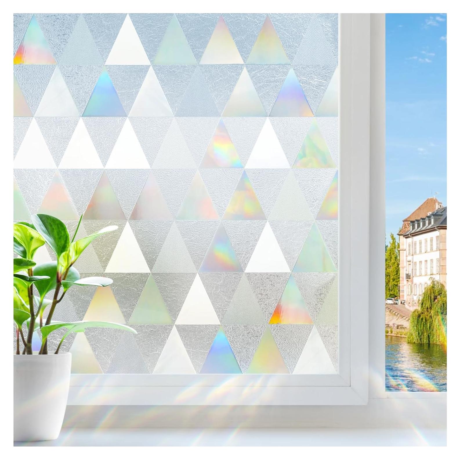 Película de Privacidad rabbitgoo 90x400 cm Vinilo UV Triángulo Claro