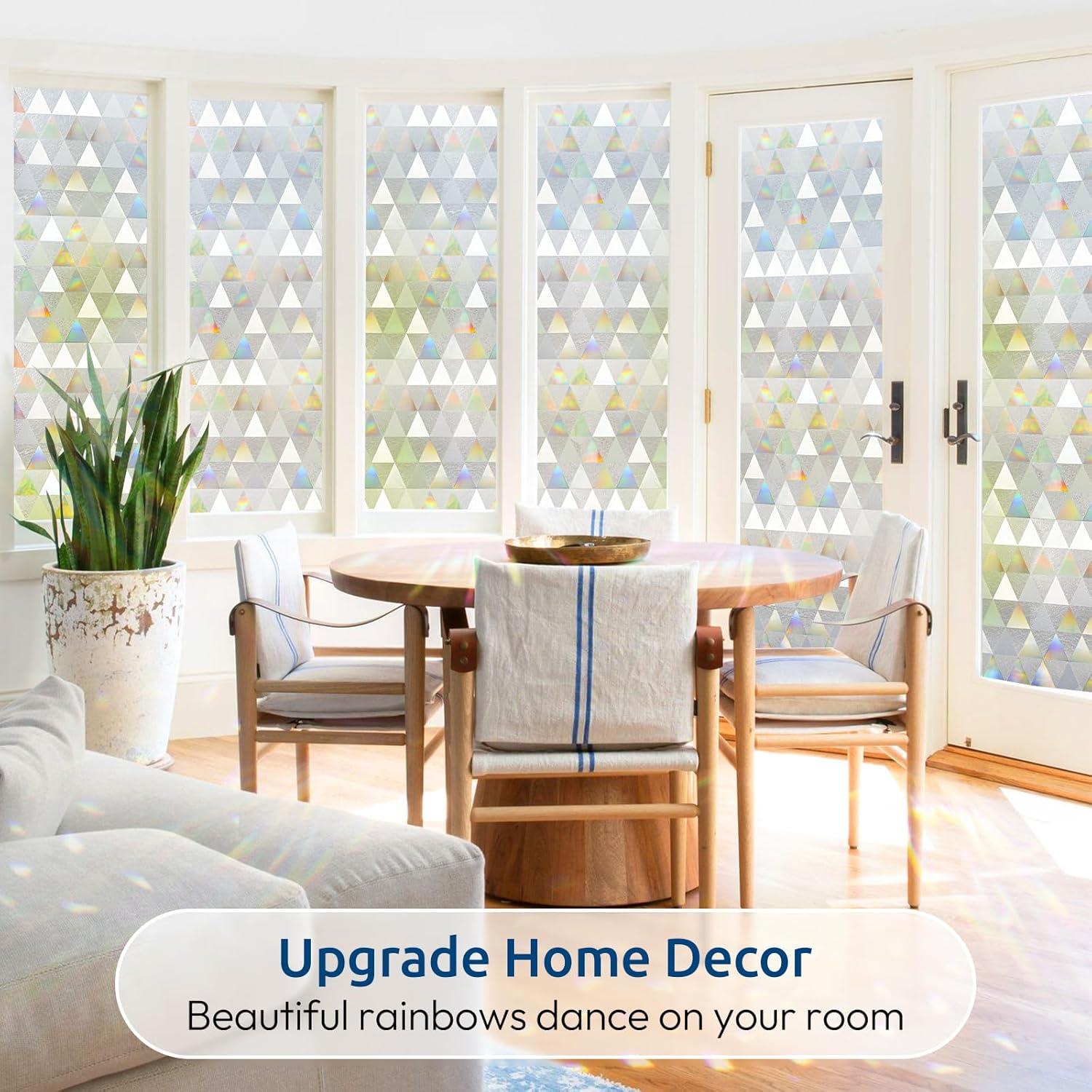 Película de Privacidad rabbitgoo 90x400 cm Vinilo UV Triángulo Claro