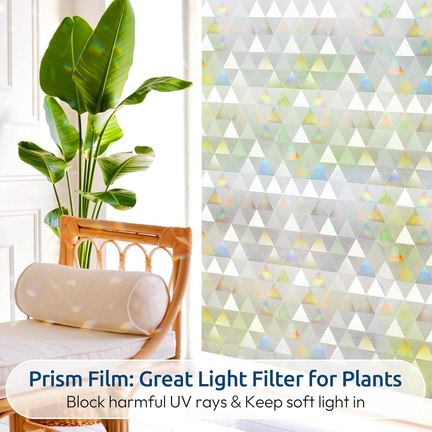 Película de Privacidad rabbitgoo 90x400 cm Vinilo UV Triángulo Claro