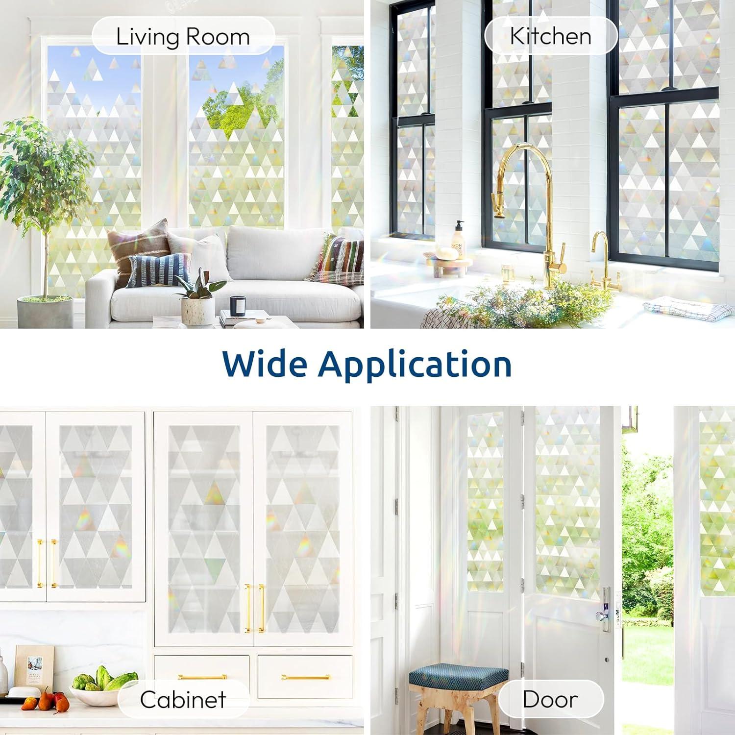 Película de Privacidad rabbitgoo 90x400 cm Vinilo UV Triángulo Claro