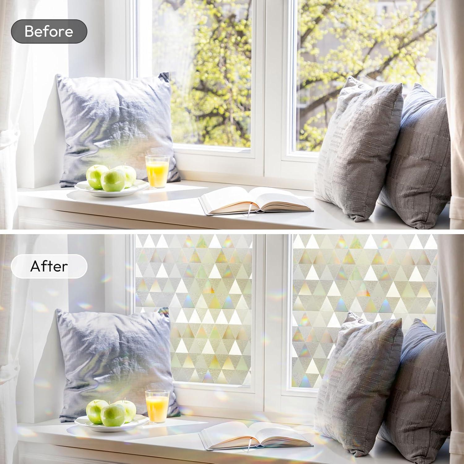 Película de Privacidad rabbitgoo 90x400 cm Vinilo UV Triángulo Claro