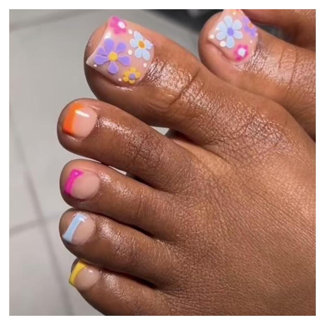 24 Uñas Postizas Acrílicas para Pies YEFIUO Diseño Francés