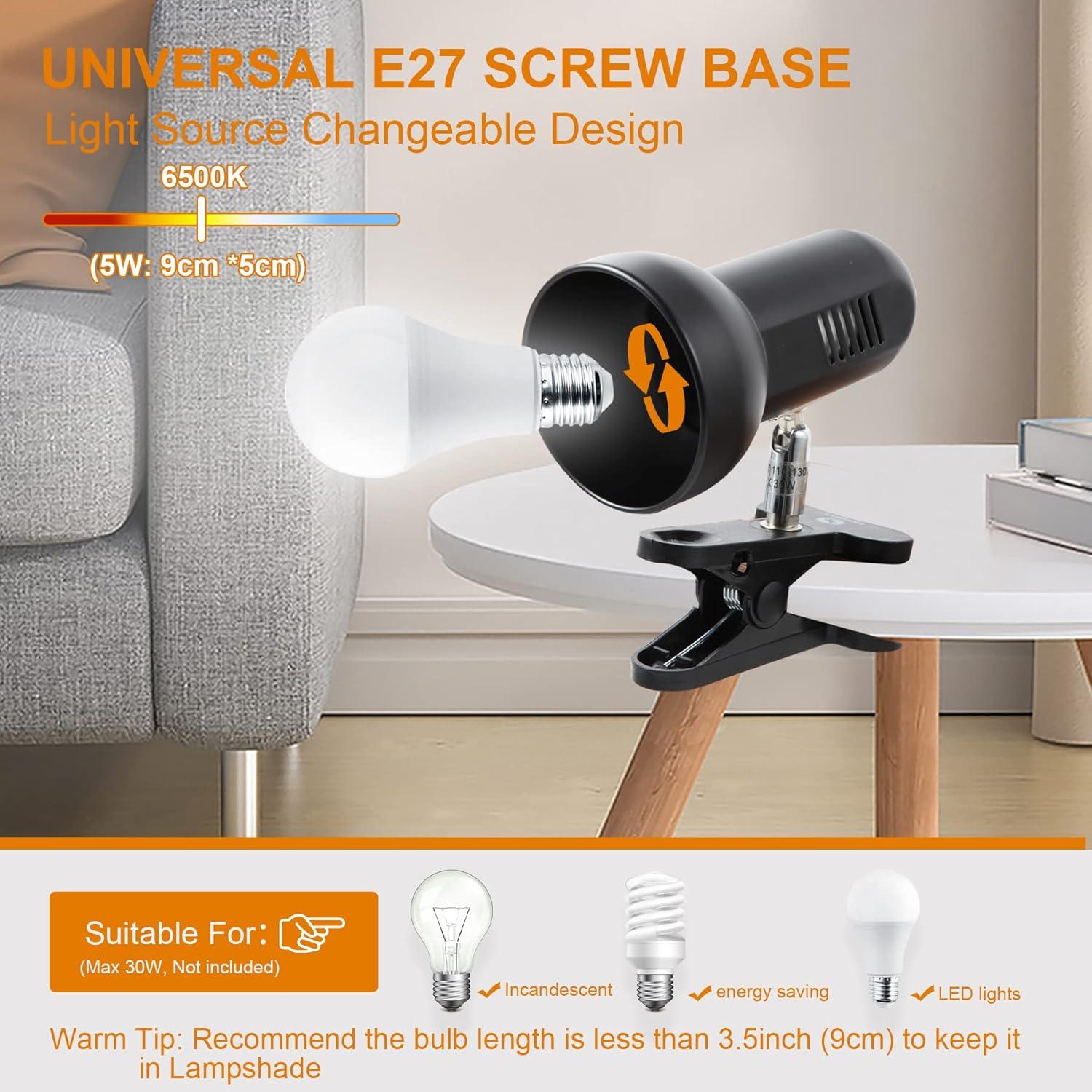 Lámpara de Clip LED RONG&LAN SUN-86 Ajustable 360° Negra