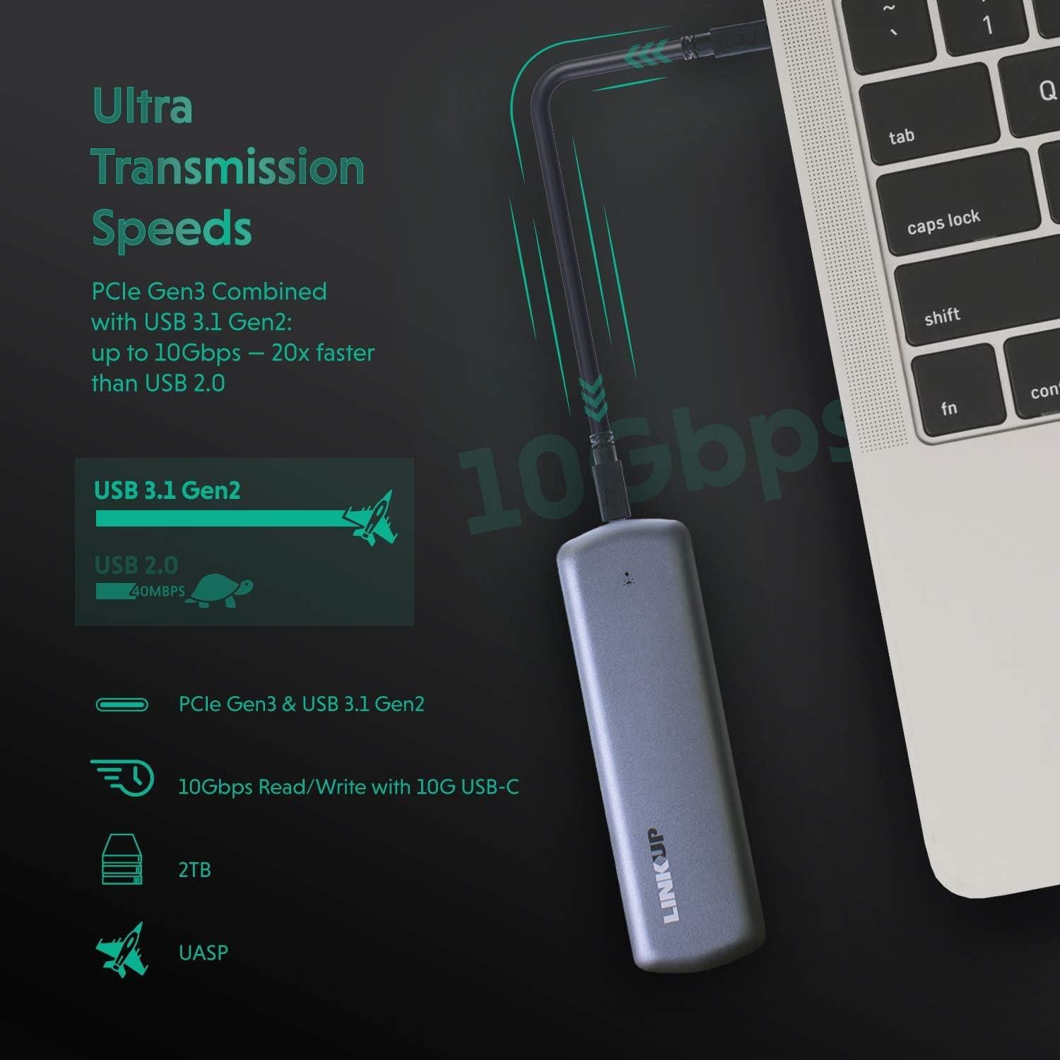 Enclosure NVMe SSD LINKUP 10 Gbps USB-C M.2 sin herramientas