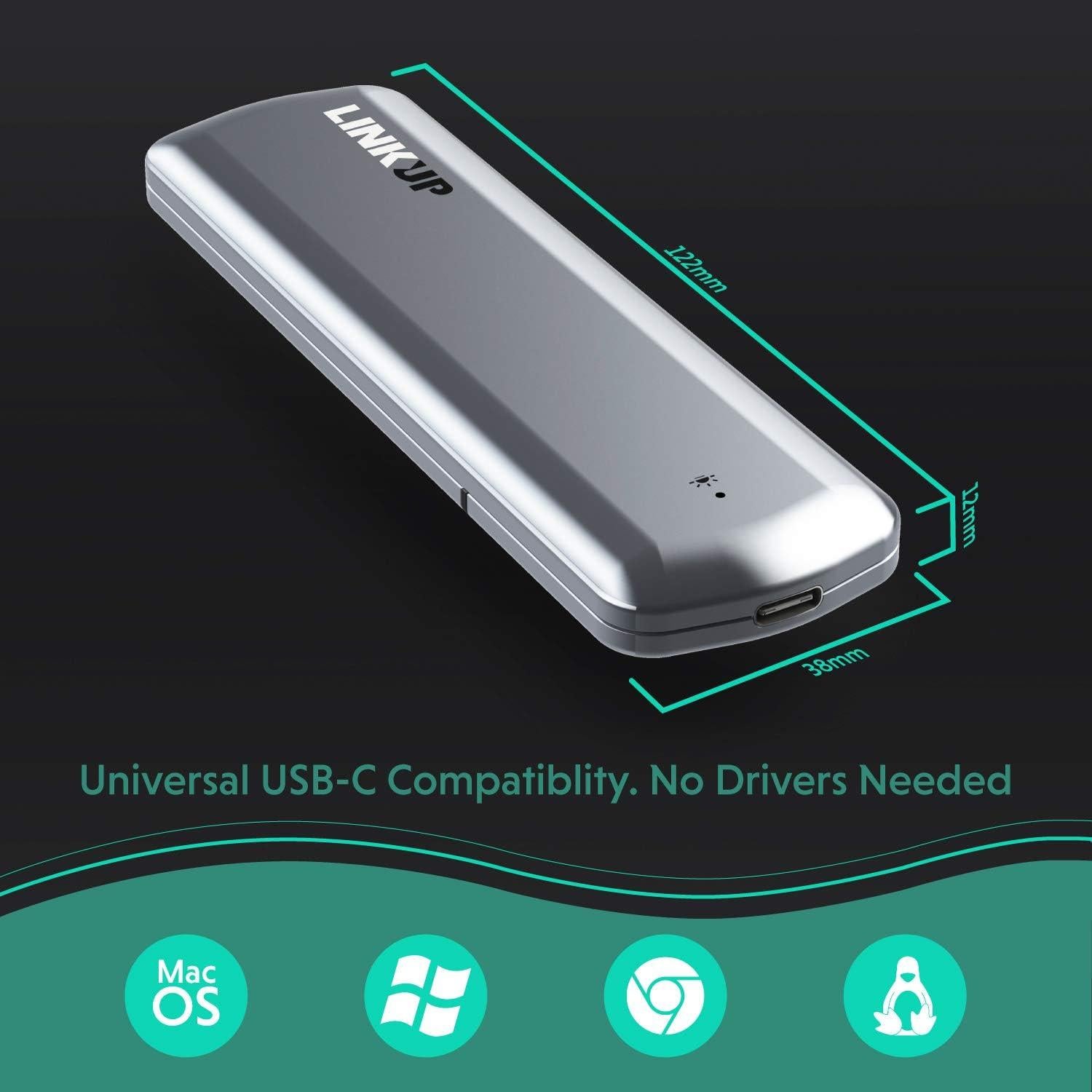 Enclosure NVMe SSD LINKUP 10 Gbps USB-C M.2 sin herramientas